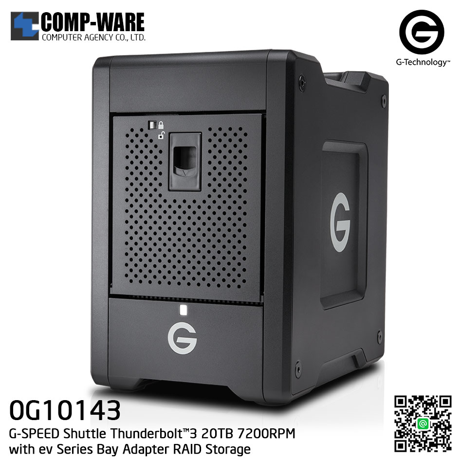 G-Technology G-SPEED Shuttle Thunderbolt™3 20TB 7200RPM with ev Series Bay Adapter RAID Storage - 0G10143