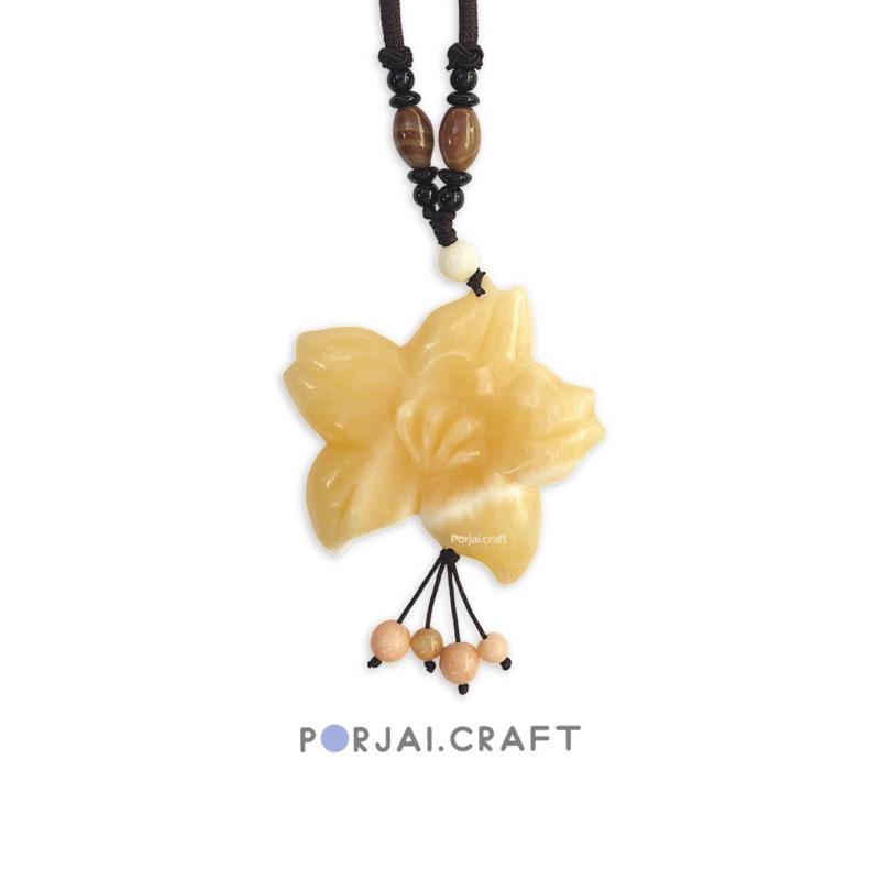 Yellow Calcite Flower Necklace สร้อยคอดอกไม้ แคลไซต์สีเหลือง