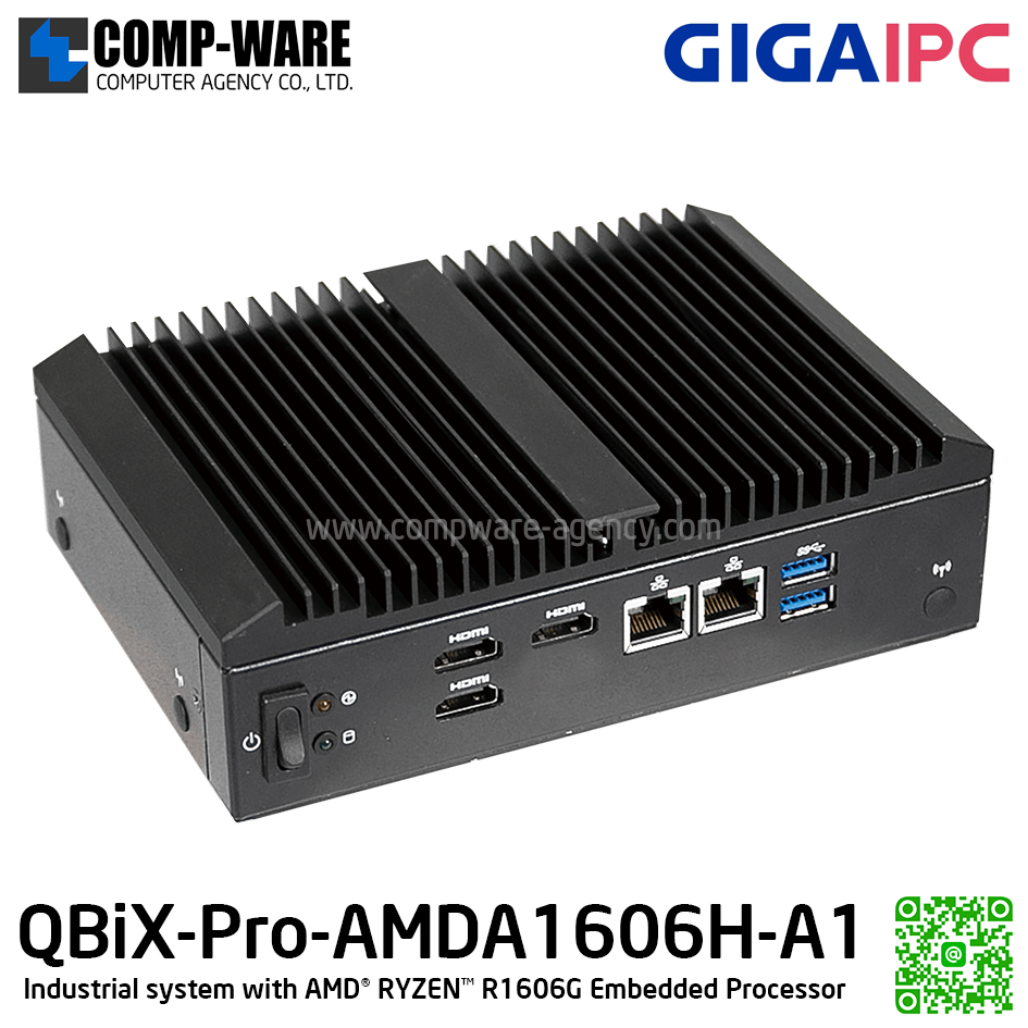 GIGAIPC QBiX-Pro-AMDA1606H-A1 Industrial system with AMD® RYZEN™ R1606G Embedded Processor