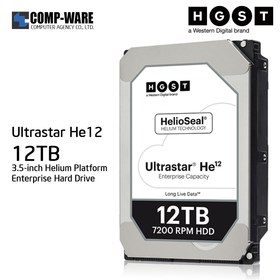 HGST 0F29531 Ultrastar He12 HUH721212AL5201 12TB 7200RPM 256MB Cache SAS 12Gb/s Ultra 512E TCG P3 3.5" Internal Hard Drive