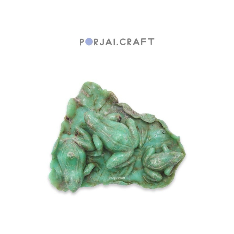 Chrysoprase Frogs Carving คริสโซเพลสแกะสลักรูปกบ 12.7cm