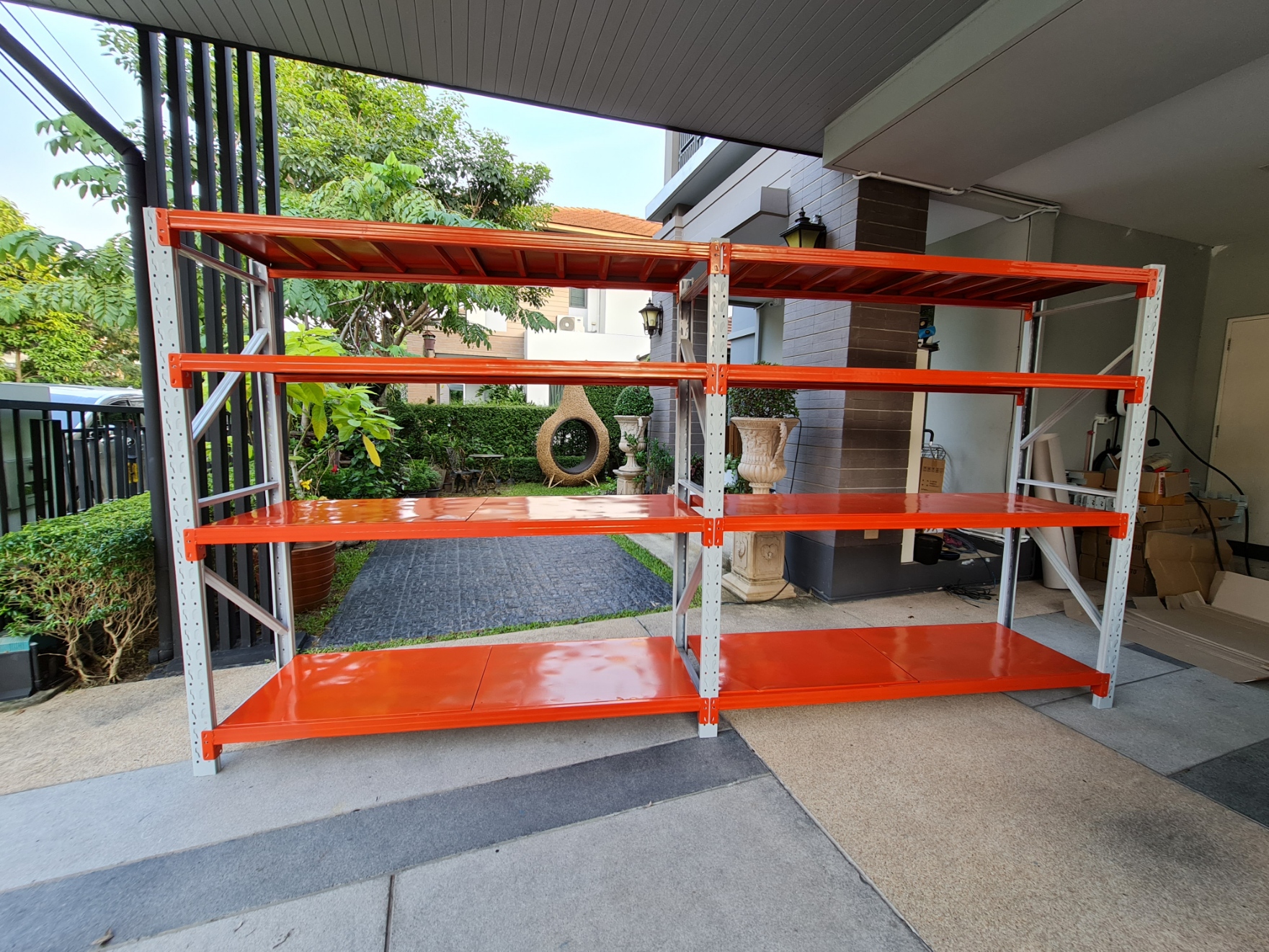 ชั้นวางสินค้า Micro Rack Double Rack (ชั้น2ล็อก สีทูโทนส้มขาว) 400x60x200cm.