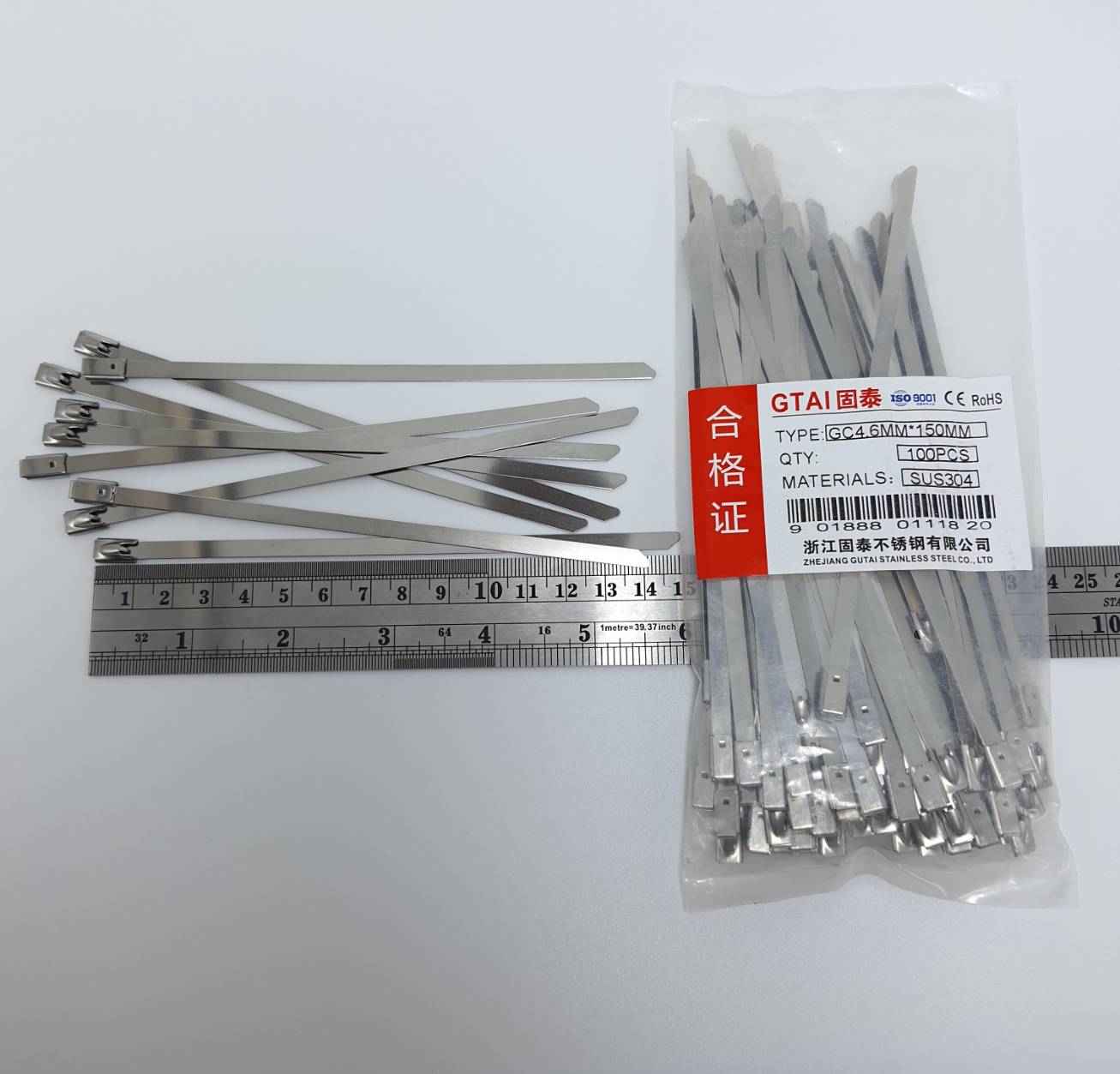 เคเบิ้ลไทร์สแตนเลส 6 นิ้ว (4.6 mm * 150 mm ) (แพ็คถุง 10 เส้น)
