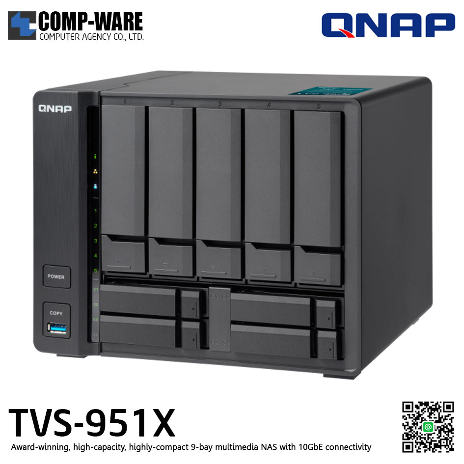QNAP NAS 9-Bay (5+4) TVS-951X (2GB RAM up to 32GB) Intel Celeron 3865U , No HDD // สินค้า EOL