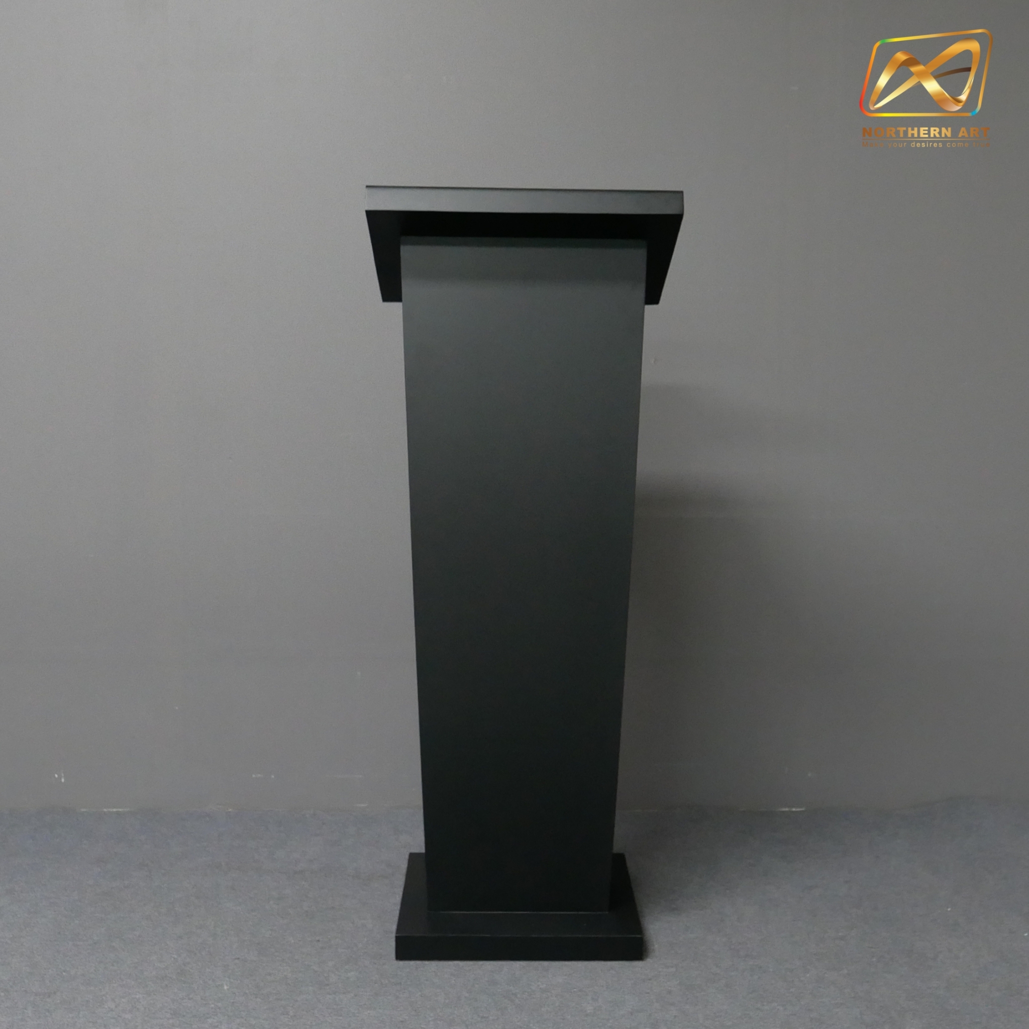 โพเดียมไม้ สีดำ ขนาด (W) 50 x (L) 40 x (H) 120ซม.TOP เอียง พร้อมชั้นวางของ