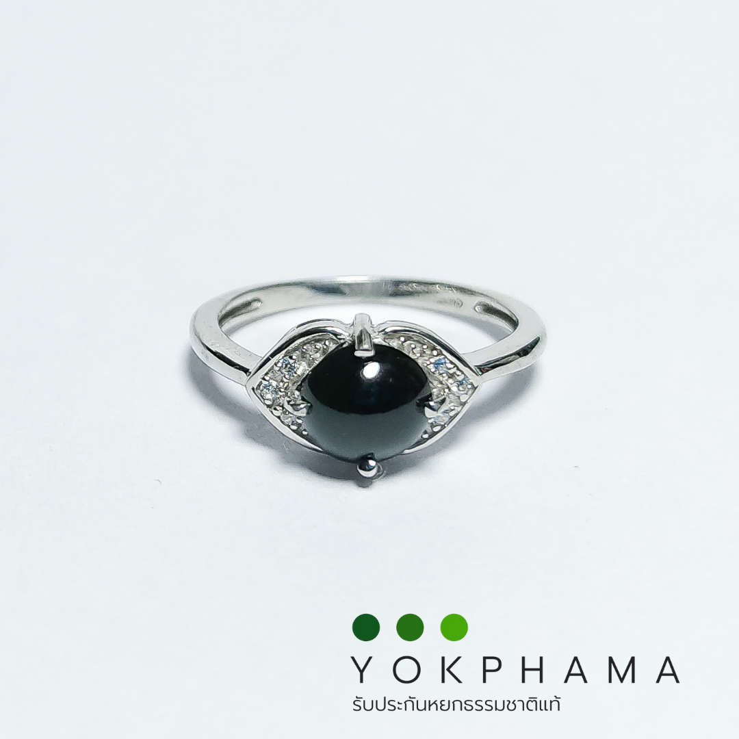 [00097]แหวนหยกพม่า เงิน925 แท้ แบรนด์ yokphama