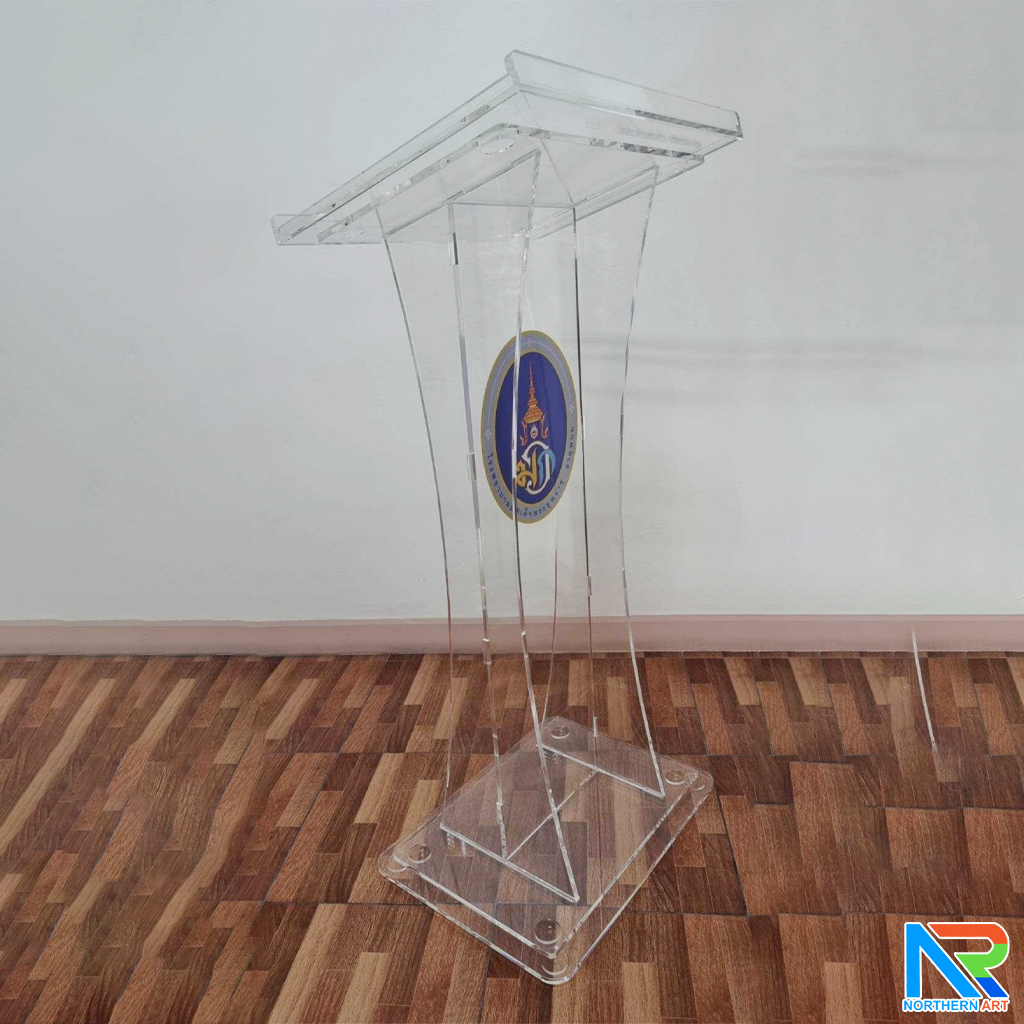 โพเดียม อะคริลิคใส AC-04 ขนาด (W) 55 x (L) 45 x (H)115 ซม.TOP เอียงพร้อมกันตก วัสดุอะคริลิคใส หนา 10-20 มม.