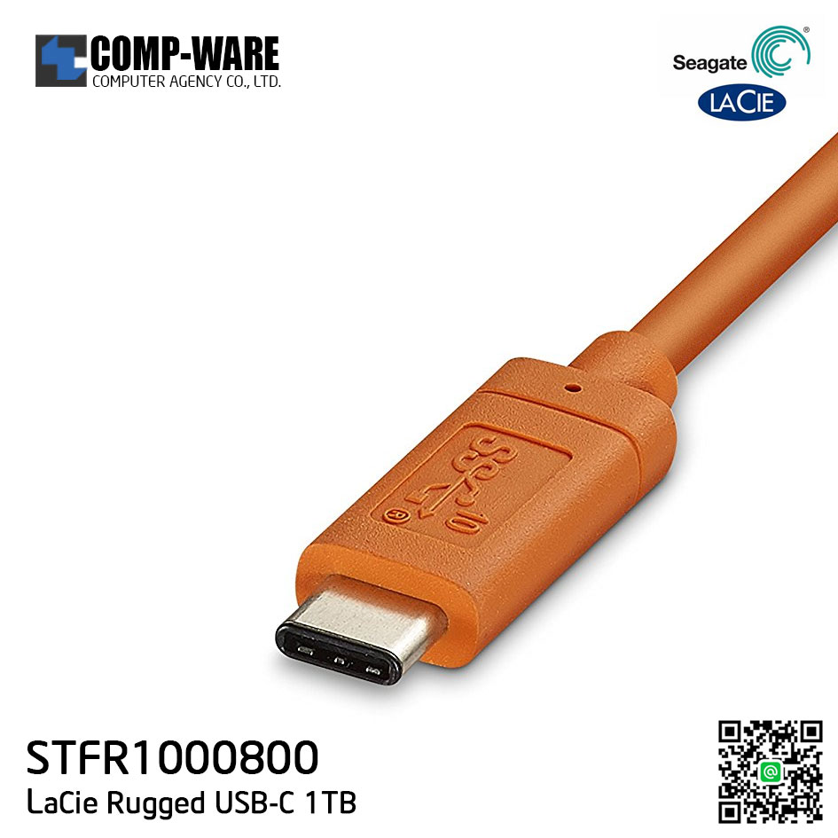 Seagate LaCie Rugged USB-C and USB 3.0 1TB Portable Hard Drive STFR1000800