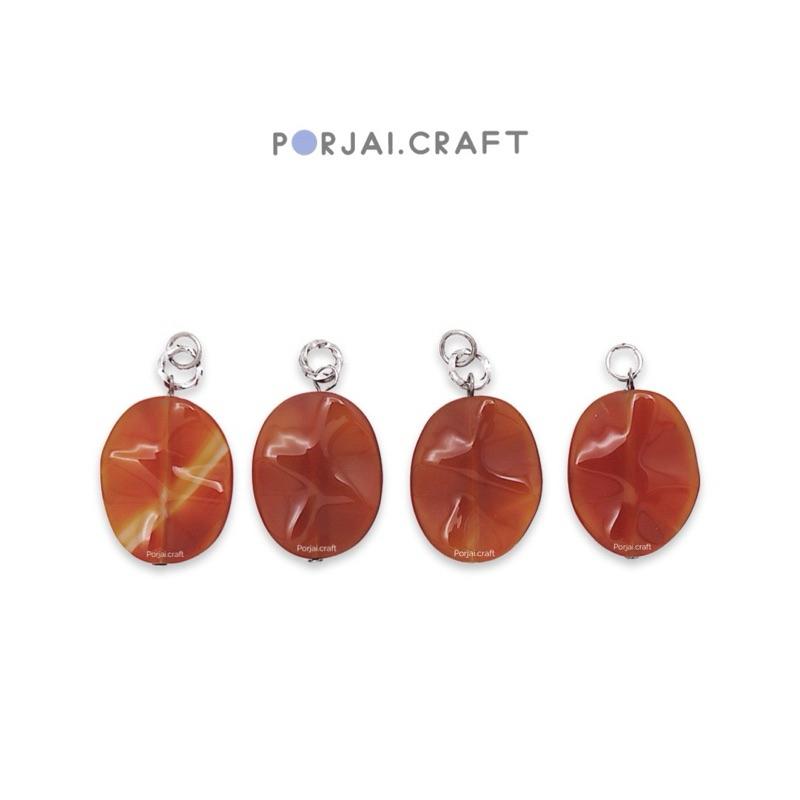 Waved Oval Carnelian Pendant จี้คาเนเลี่ยน 21mm