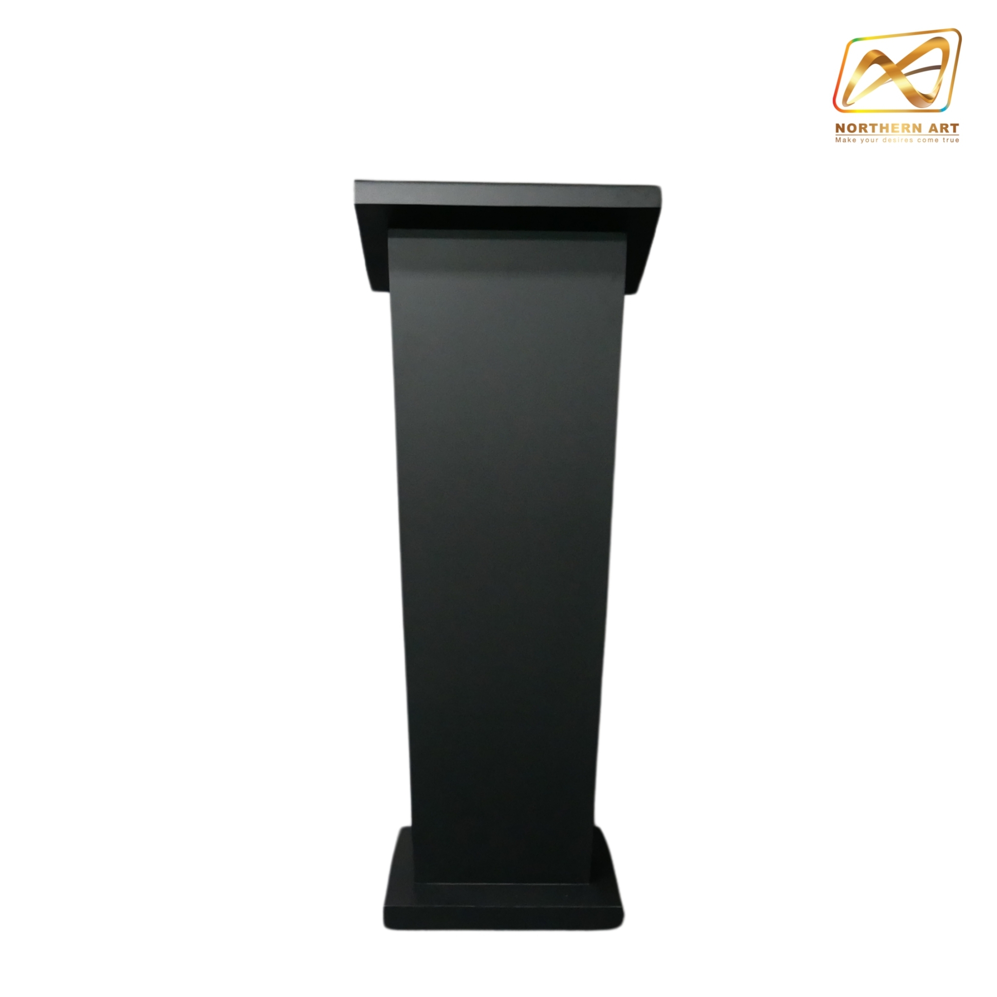 โพเดียมไม้ สีดำ ขนาด (W) 50 x (L) 40 x (H) 120ซม.TOP เอียง พร้อมชั้นวางของ