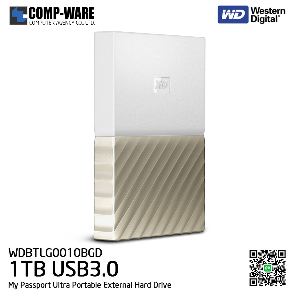 WD 1TB My Passport Ultra Portable External Hard Drive - USB 3.0 - White-Gold - WDBTLG0010BGD-WESN
