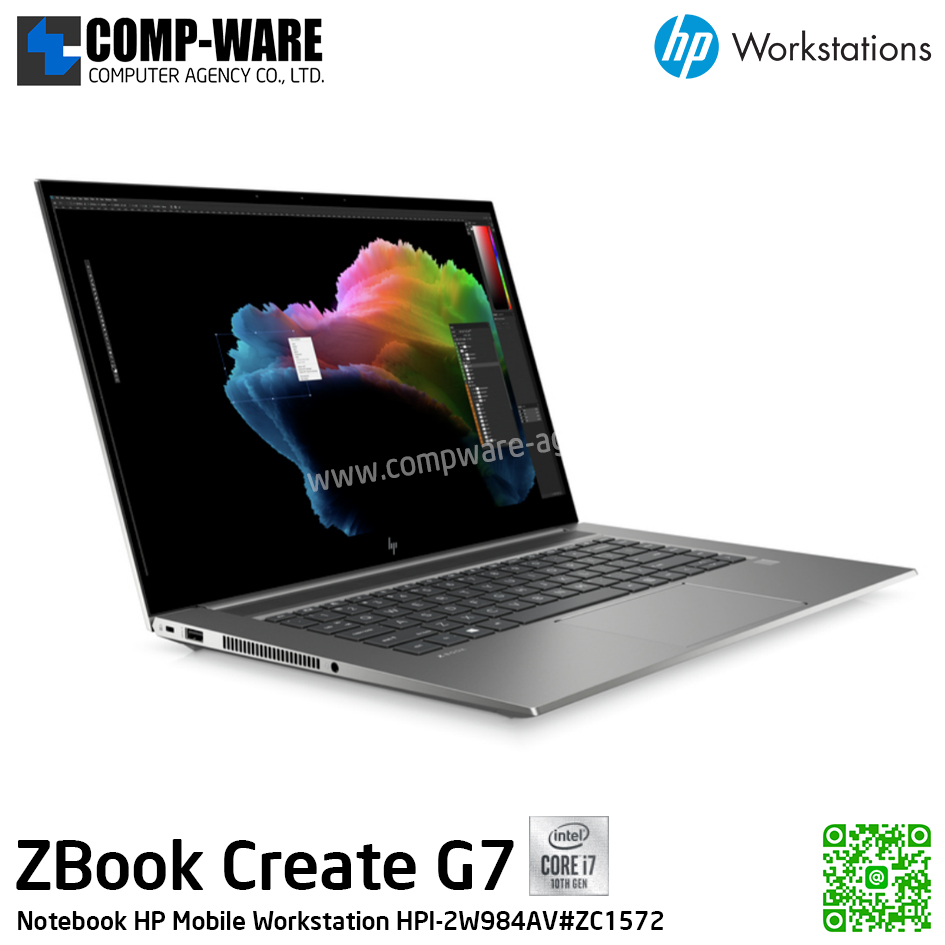 HP Mobile Workstation ZBook Create G7 - Intel Core i7-10850H / 16GB DDR4 / 512GB PCIe NVMe / NVIDIA GeForce RTX2070 (8GB) / Intel WiFi 6 + Bluetooth / 15.6inch FHD (1920x1080) / Windows 10 Pro / 3Years On-site