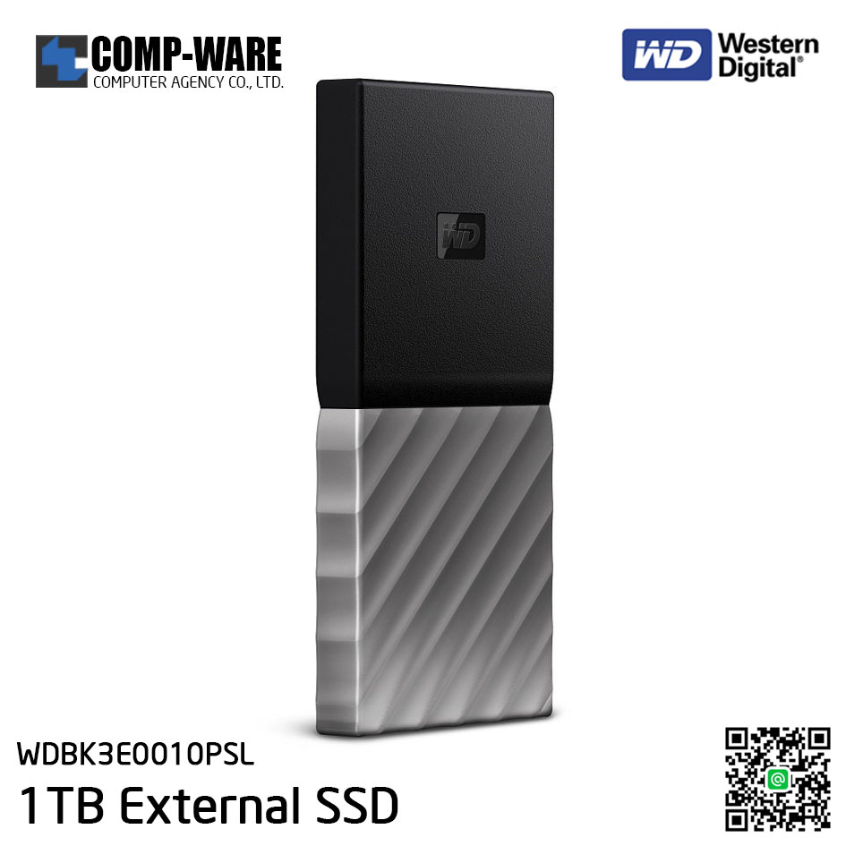 WD 1TB MY PASSPORT SSD Portable Storage - USB 3.1 (Type-C) - Black-Gray - WDBK3E0010PSL