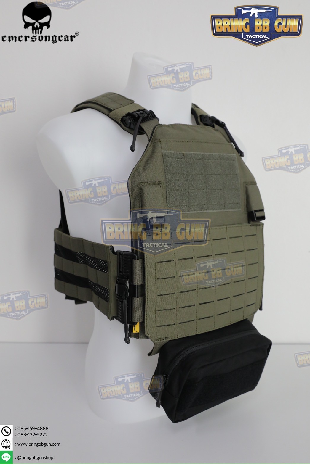 กระเป๋าจิงโจ้ติดเสื้อเวส ทรงสี่เหลี่ยม ยี่ห้อ Emerson (Emersongear Tactical Action Pouch) (Armor Carrier Drop Pouch) (Lower Accessories Pouch) (Drop Pouch)
