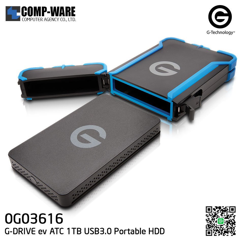 G-Technology G-DRIVE ev ATC 1TB 7200RPM USB3.0 Portable Hard Drive - 0G03616