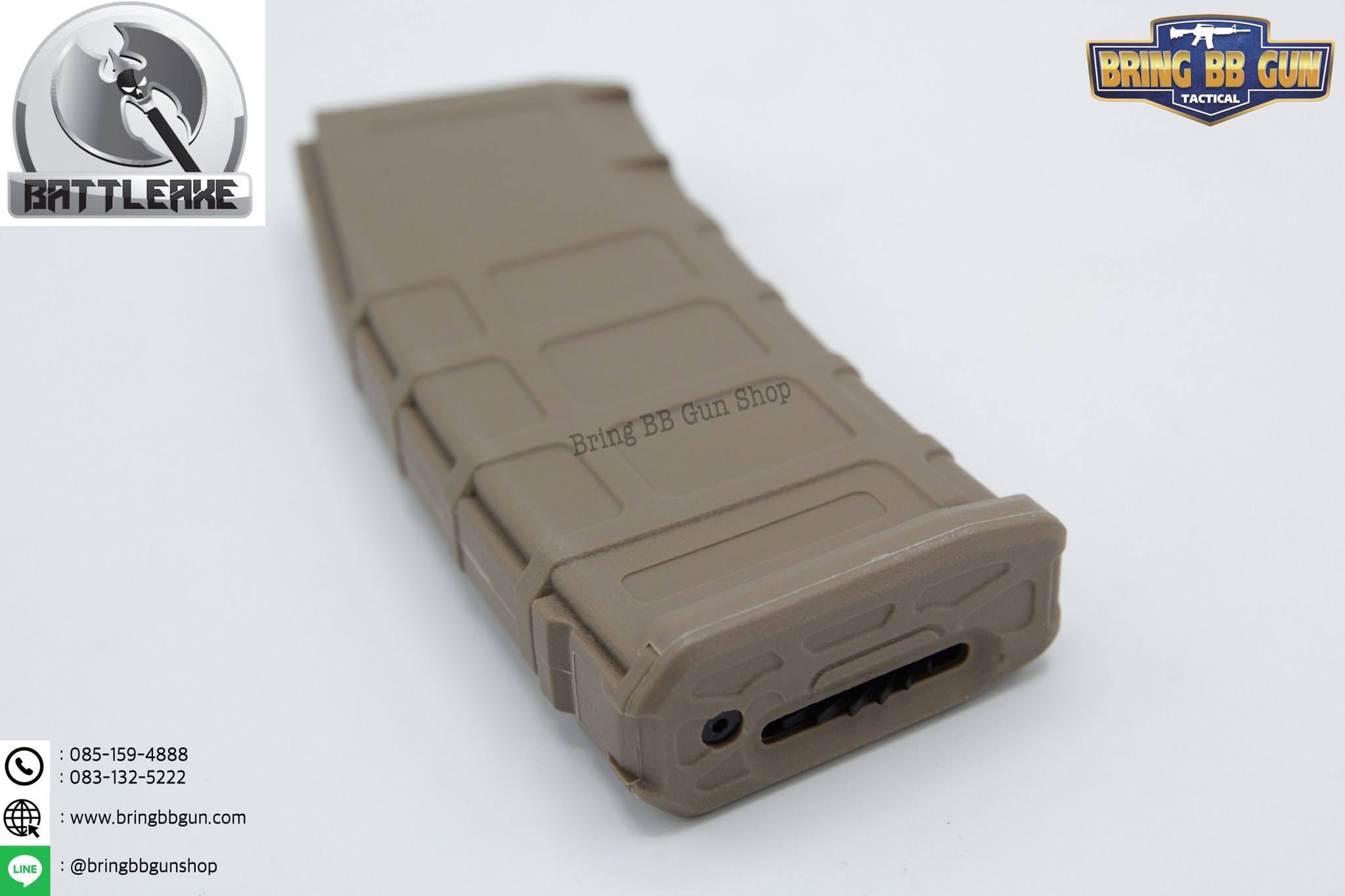 แม็กกาซีน M4 ยี่ห้อ Battle Axe แบบปั่น มี4ทรงให้เลือก ทรง P-mag(P-mag Hi-cap magazine) ทรง EPM(EPM Hi-cap magazine) ทรง 002(002 Hi-cap magazine) ทรง IMI Lancer(IMI Lancer Hi-cap magazine)