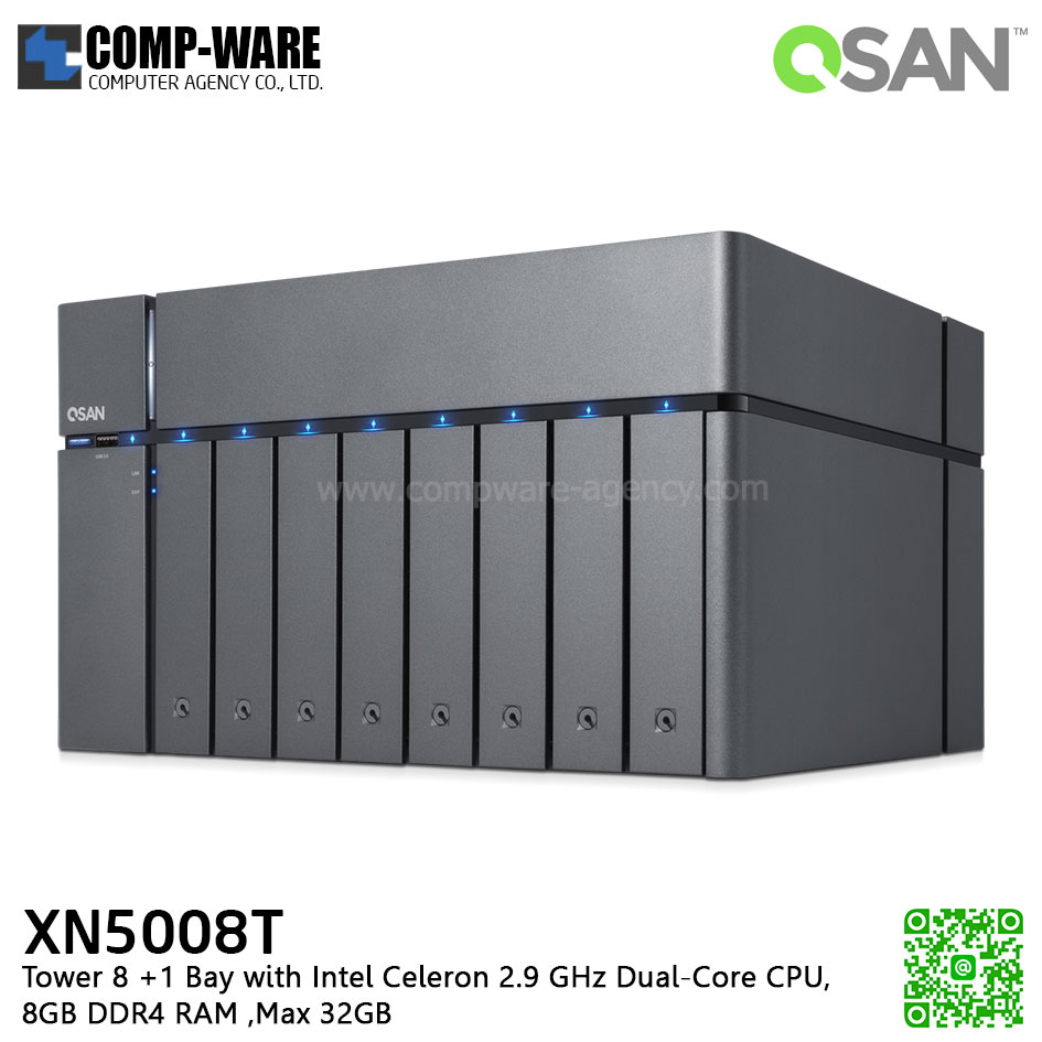 QSAN (8+1 Bays) XCubeNAS XN5008T (8GB RAM) Tower NAS Storage , No HDD