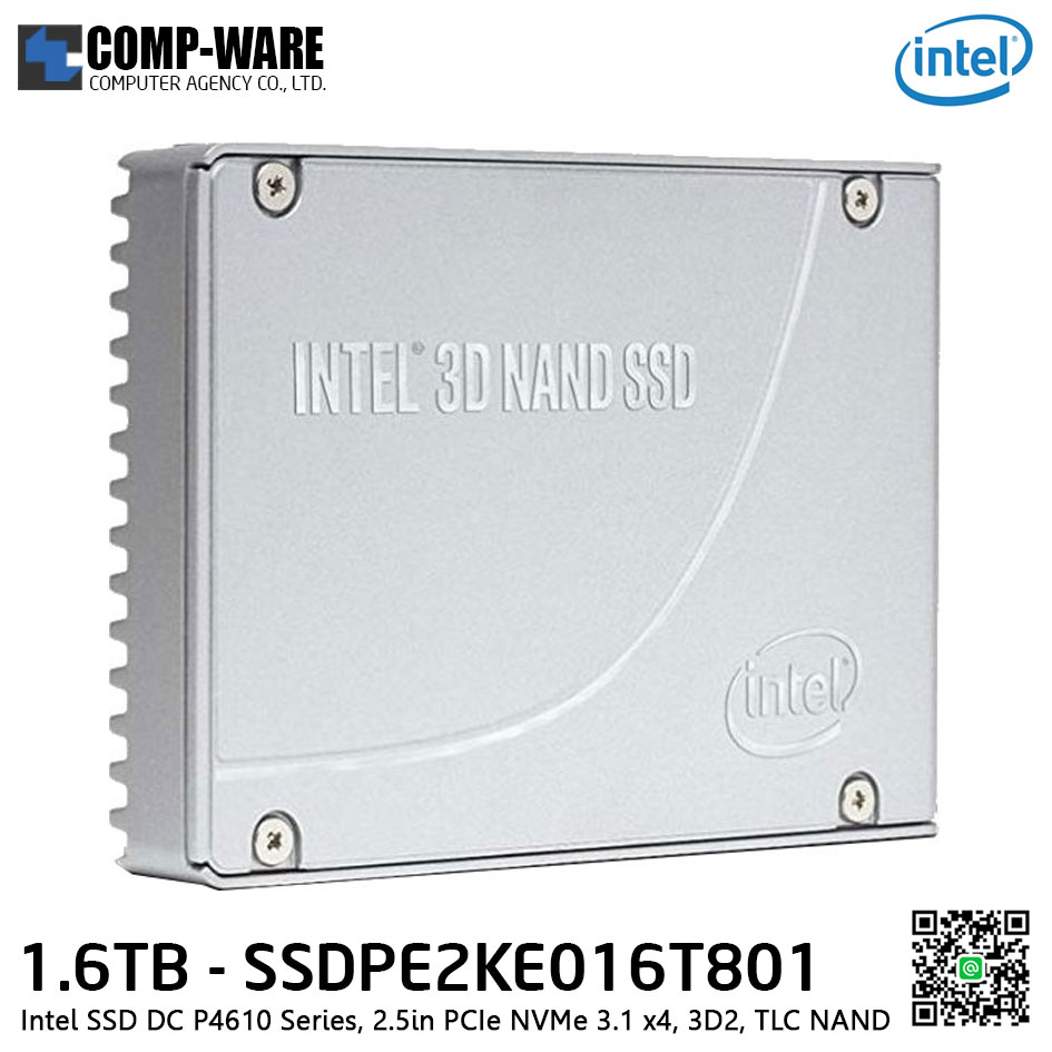 Intel SSD DC P4610 Series (1.6TB, 2.5in PCIe 3.1 x4, 3D2, TLC) Generic Single Pack - SSDPE2KE016T801