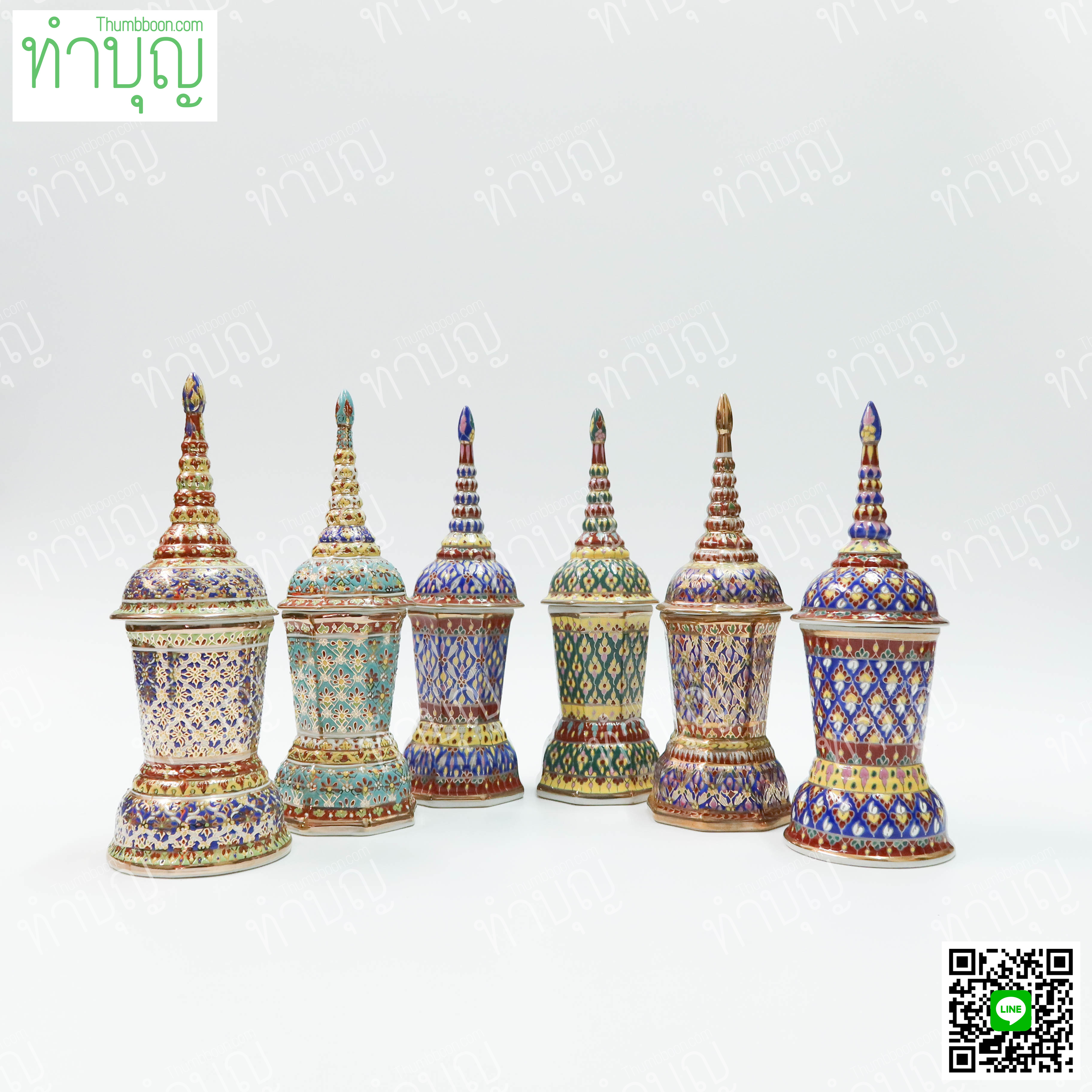 โกศเบญจรงค์ โกศใส่อัฐิ โกศใส่กระดูก