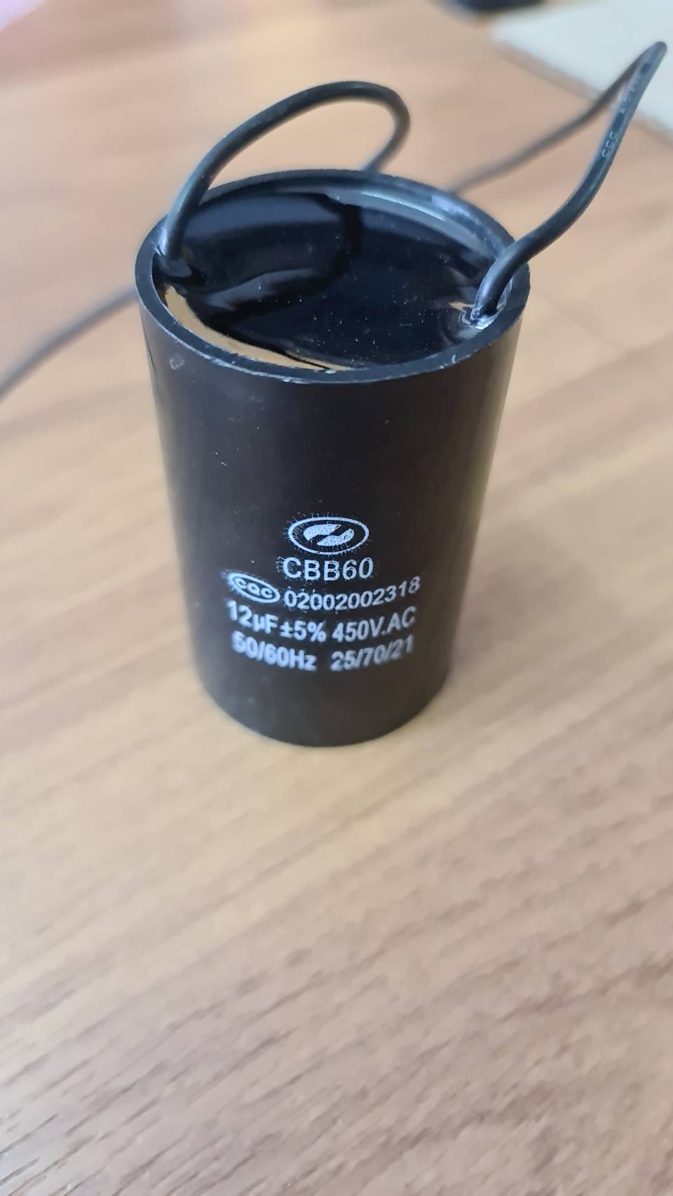 0000451 คาปาซิเตอร์ 12UF คาปาเครื่องซักผ้า 450V ตัวกลม มีสาย อะไหล่ อะไหล่เครื่องซักผ้า คาปา