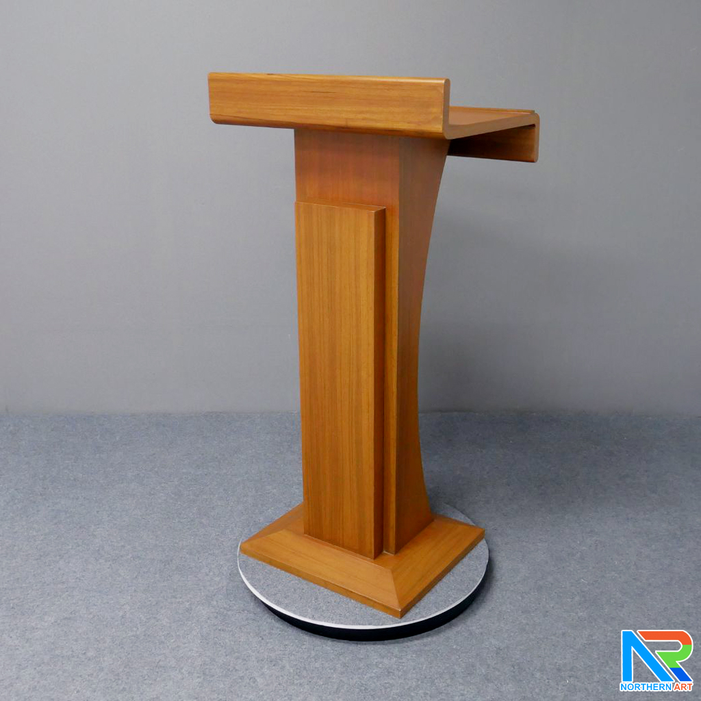 โพเดียมไม้ สีสัก ทรงโมเดิร์น TOPตรง ขนาด (W)55.5 x (L)42 cm. สูง 111 cm.