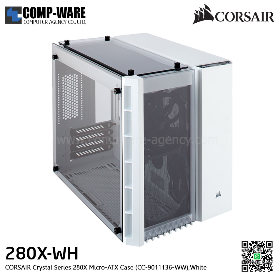 Corsair Crystal Series 280X Micro-tower Chassis , No Power - CC-9011136-WW
