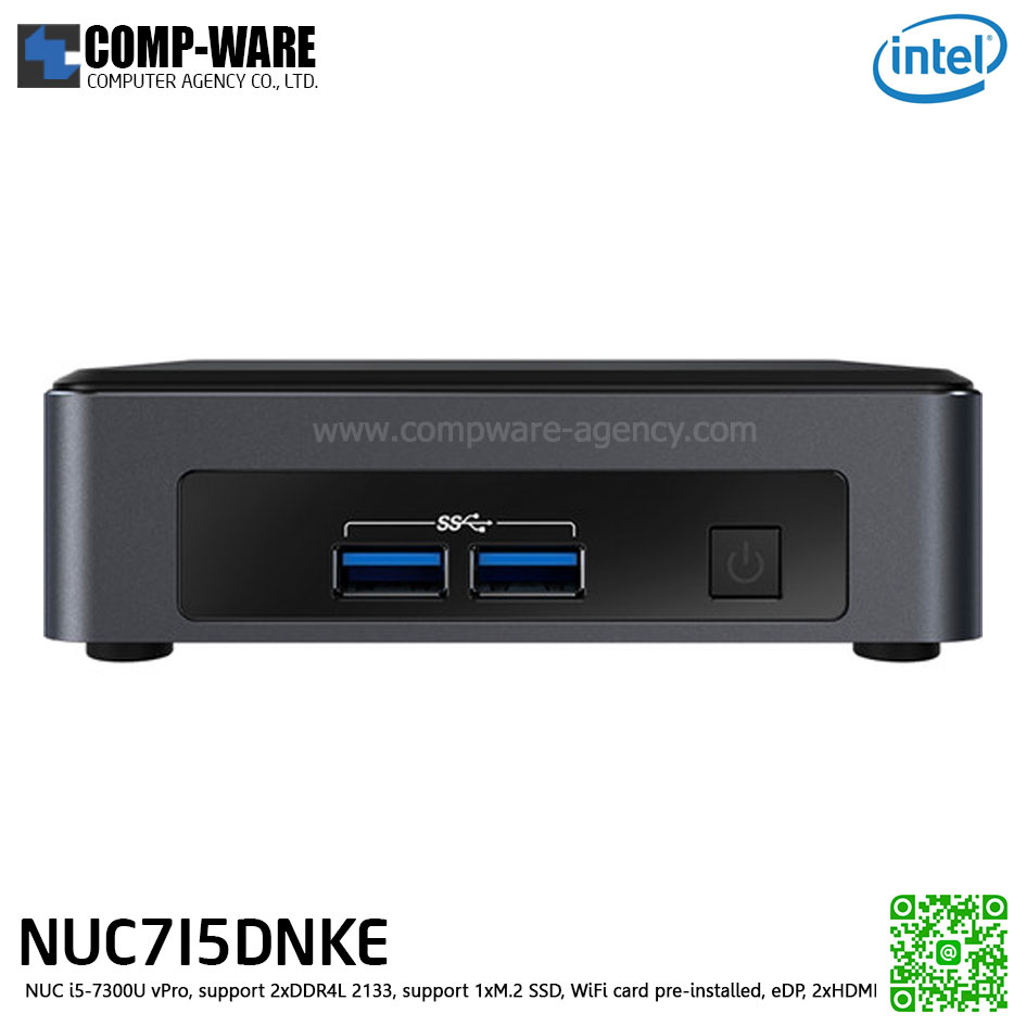 Intel NUC7I5DNKE Mini PC NUC Tall Kit - NUC i5-7300U vPro, support 2xDDR4L 2133, support 1xM.2 SSD, WiFi card pre-installed, eDP, 2xHDMI BLKNUC7I5DNK1E