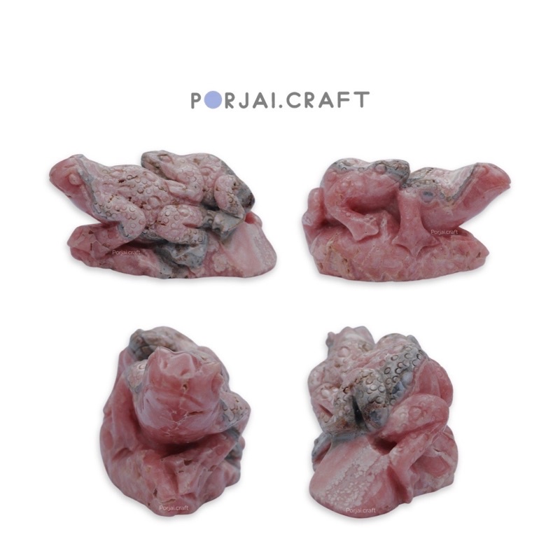 Rhodochrosite frogs carving โรโดโครไซต์แกะสลักกบ
