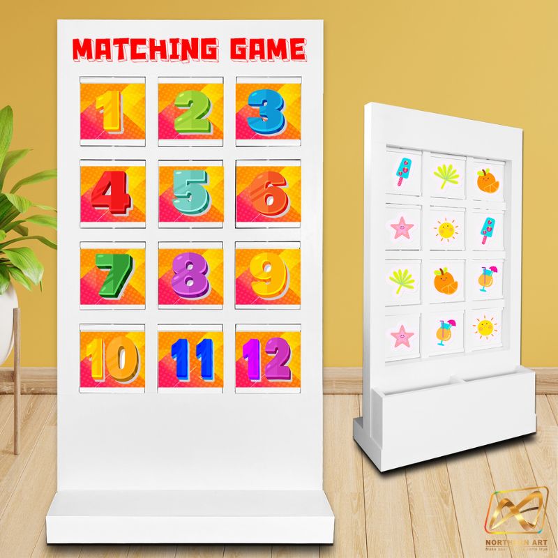 เช่าเกมส์เปิดป้าย 12 ช่อง Matching game เปิดป้ายจับคู่ ขนาด (W)100 x (H) 180 cm.พร้อมล้อเลื่อน เคลื่อนย้ายสะดวก