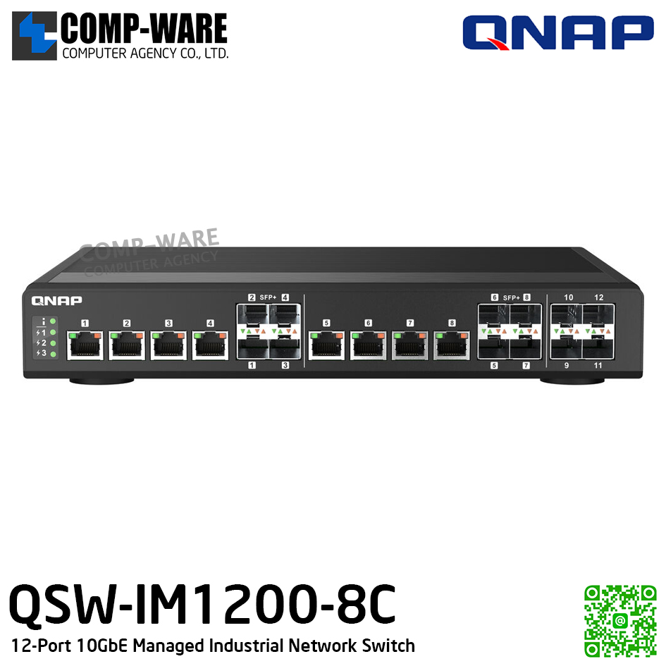 QNAP QSW-IM1200-8C 12-Port 10GbE Managed Industrial Network Switch / 2Year Warranty