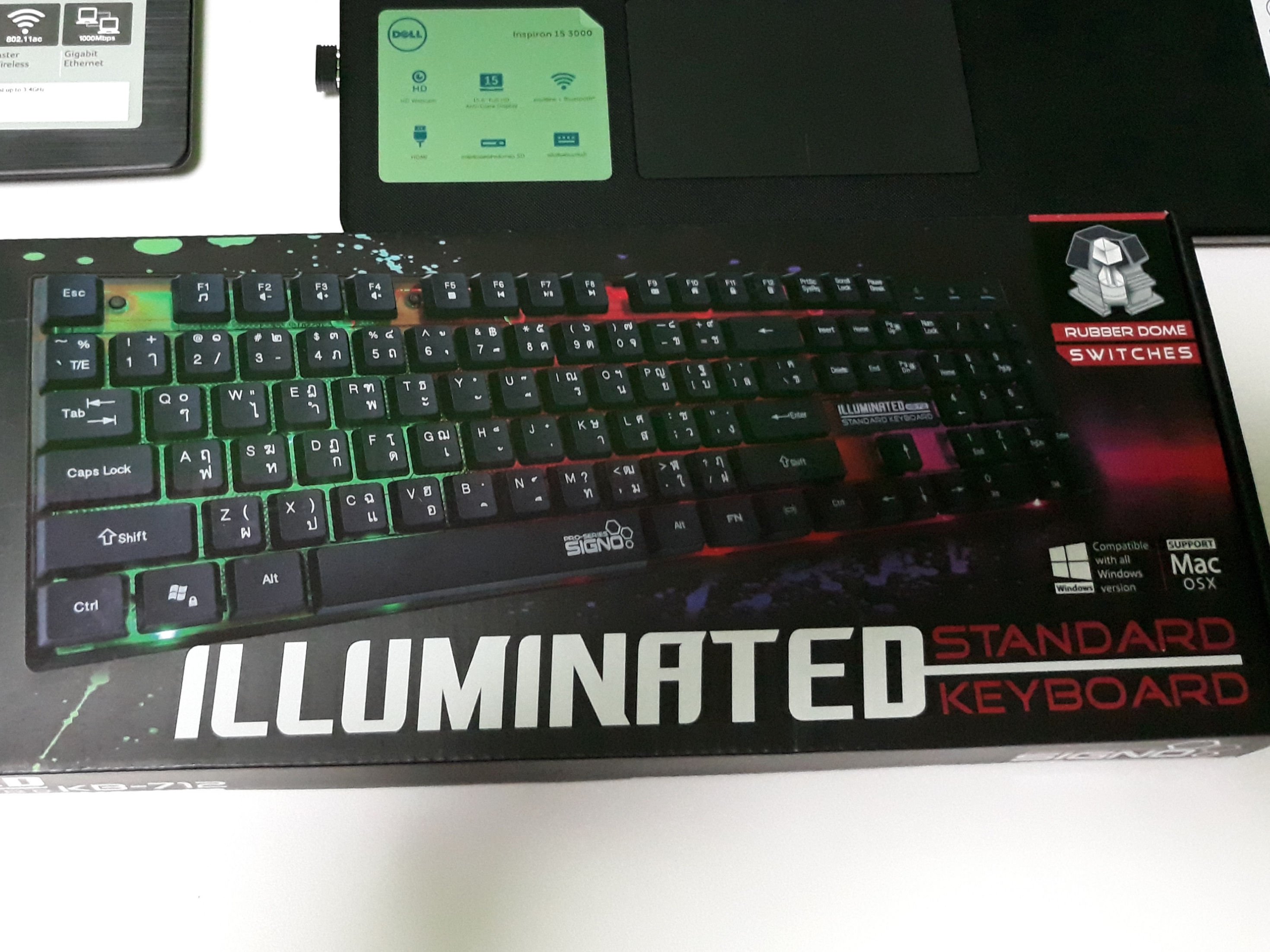 คีย์บอร์ดคอมพิวเตอร์มีไฟ LED USB แป้นไทย อังกฤษ เปิดปิดไฟได้ Signo