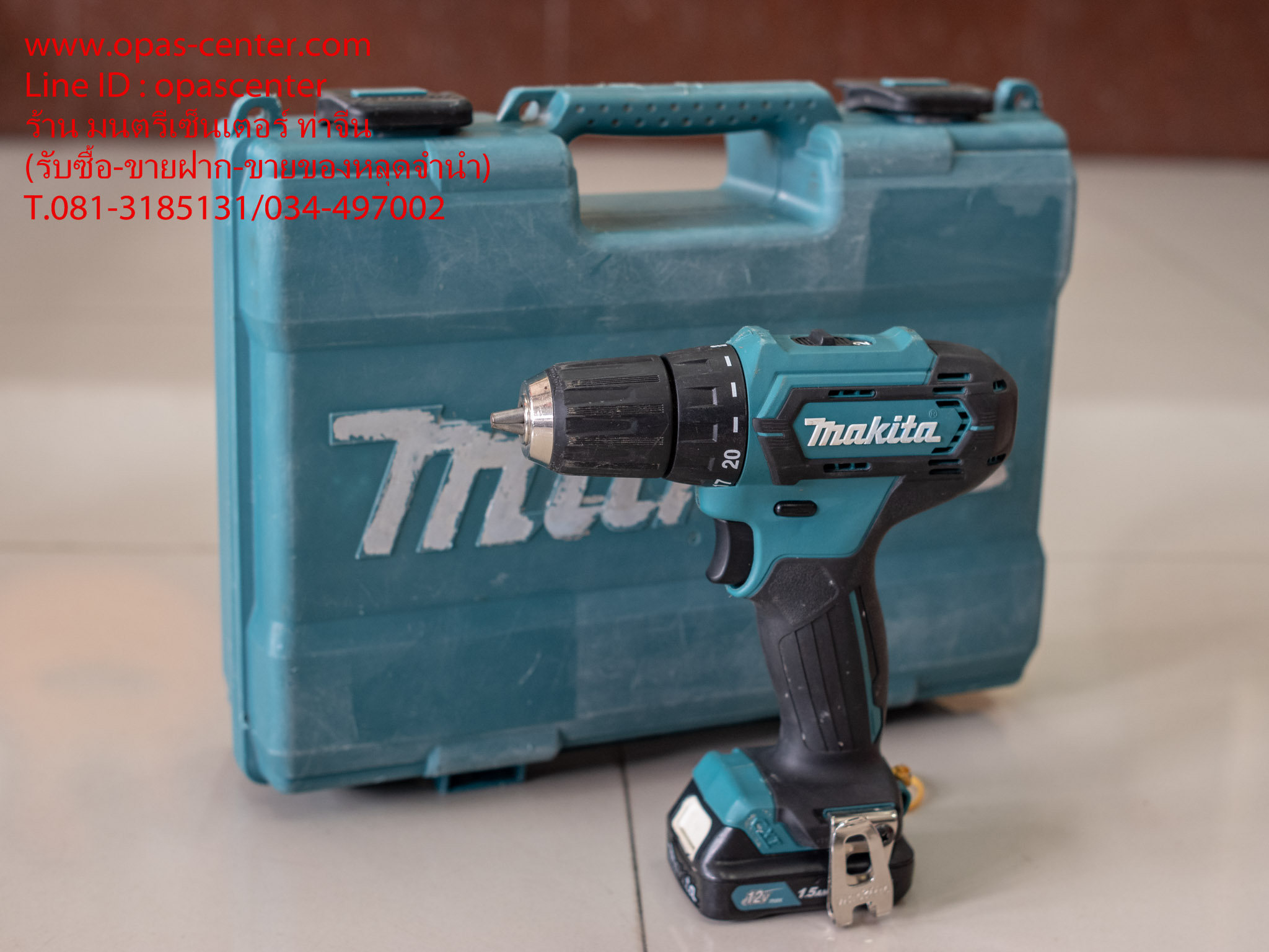 สว่านไขควงไร้สาย MAKITA รุ่น DF333D กำลัง 12 โวลต์ +แบต2ก้อน + ที่ชาร์ท กล่อง