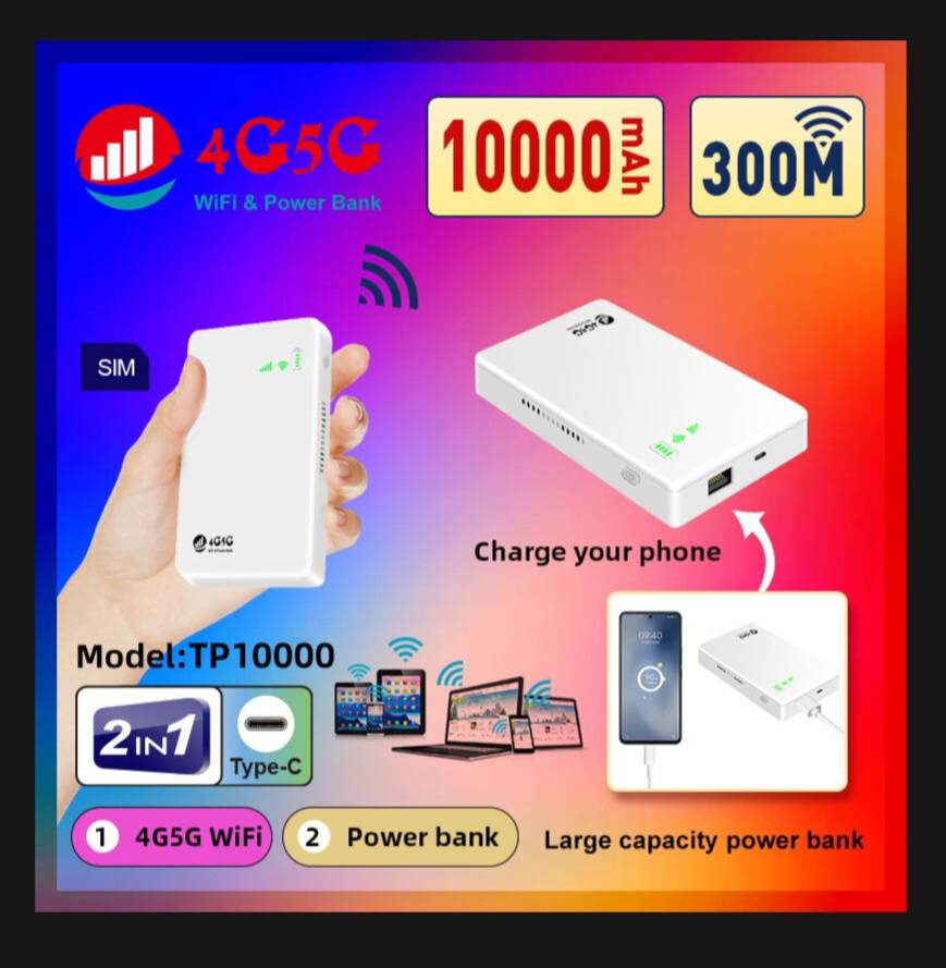 เที่ยวต่างประเทศ แชร์เน็ต Pocket WiFi 4G/5G รุ่น TP10000 ใหม่ล่าสุด รองรับซิมทุกเครือข่าย AIS / TRUE / DTAC