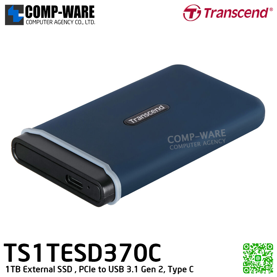 Transcend ESD370C 1TB External SSD , PCIe to USB 3.1 Gen 2, Type C , TS1TESD370C - 3Y Warranty - Portable SSD