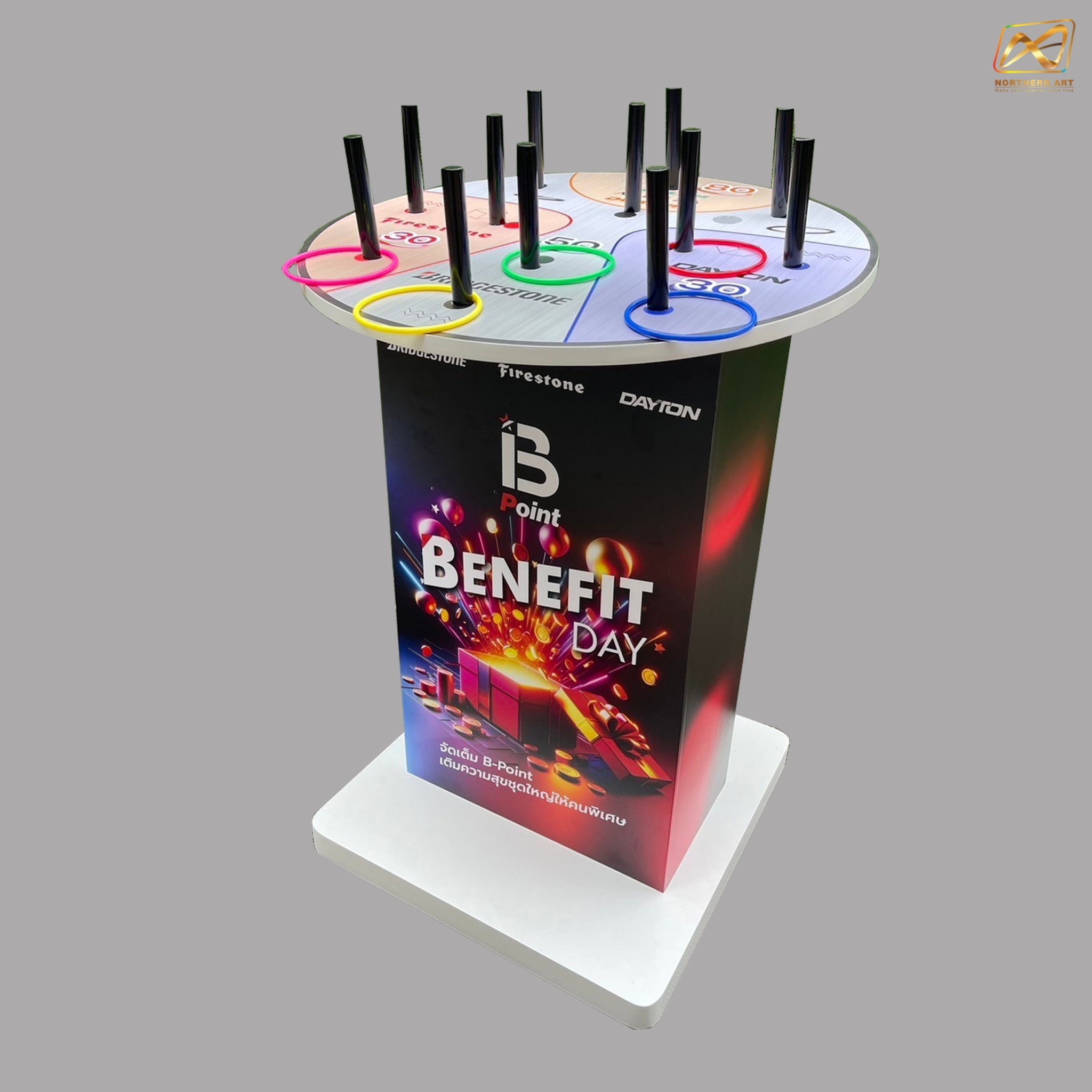 เกมส์โยนห่วง ฐานเหลี่ยม ขนาดแป้นกลม 80 ซม. สูง 110 ซม. พร้อมห่วงขนาด 5 อัน ไม่มีล้อ