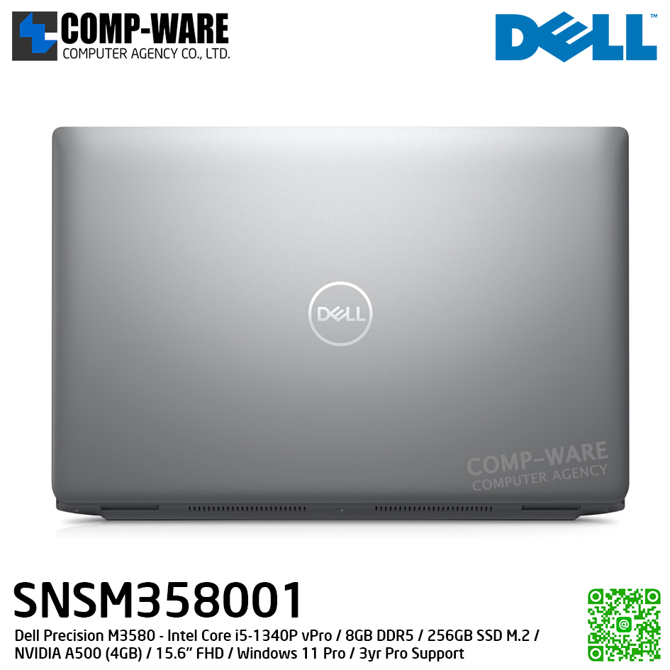 Dell Precision M3580 (SNSM358001) - Intel Core i5-1340P vPro / 8GB DDR5 / 256GB SSD M.2 / NVIDIA A500 (4GB) / 15.6" FHD / Windows 11 Pro / 3yr Pro Support