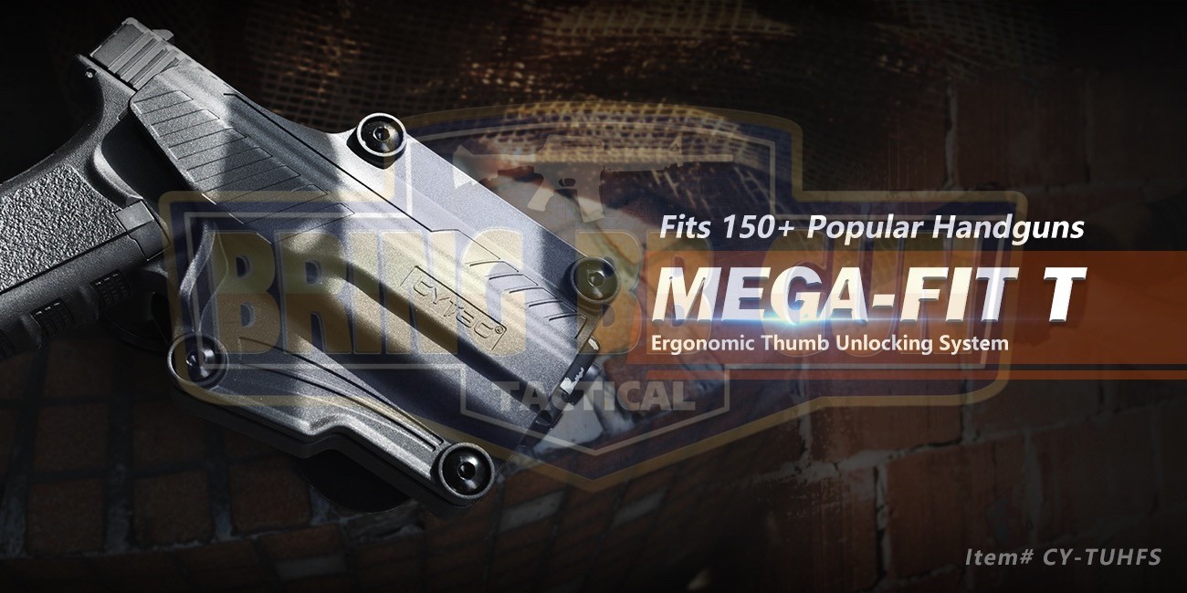 ซองปืนพกนอกปลดนิ้วโป้ง Universal ยี่ห้อ Cytac รุ่น Mega-Fit T Holster (Cytac Mega-Fit T Holster) (Thumb Release Button Holster) (ซองปืนพกนอกใส่ปืนได้หลายรุ่น)