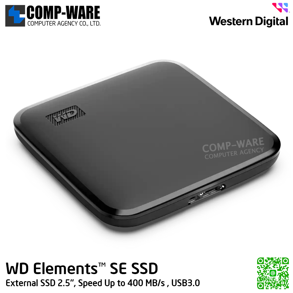 WD 1TB Element SE SSD, External SSD 2.5", Speed Up to 400 MB/s , USB3.0 (Black) WDBAYN0010BBK-WESN รับประกัน 3 ปี