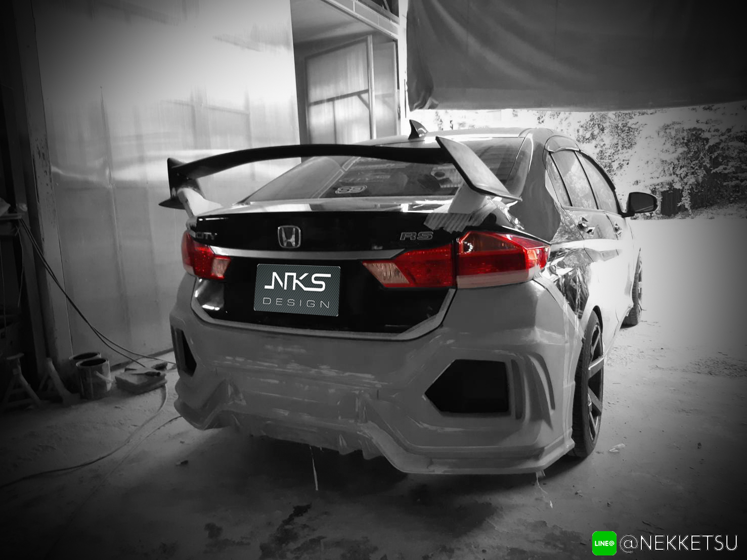 WING SPOILER FOR CITY 2018 TYPE R RAW WOK (NKS DESIGN)