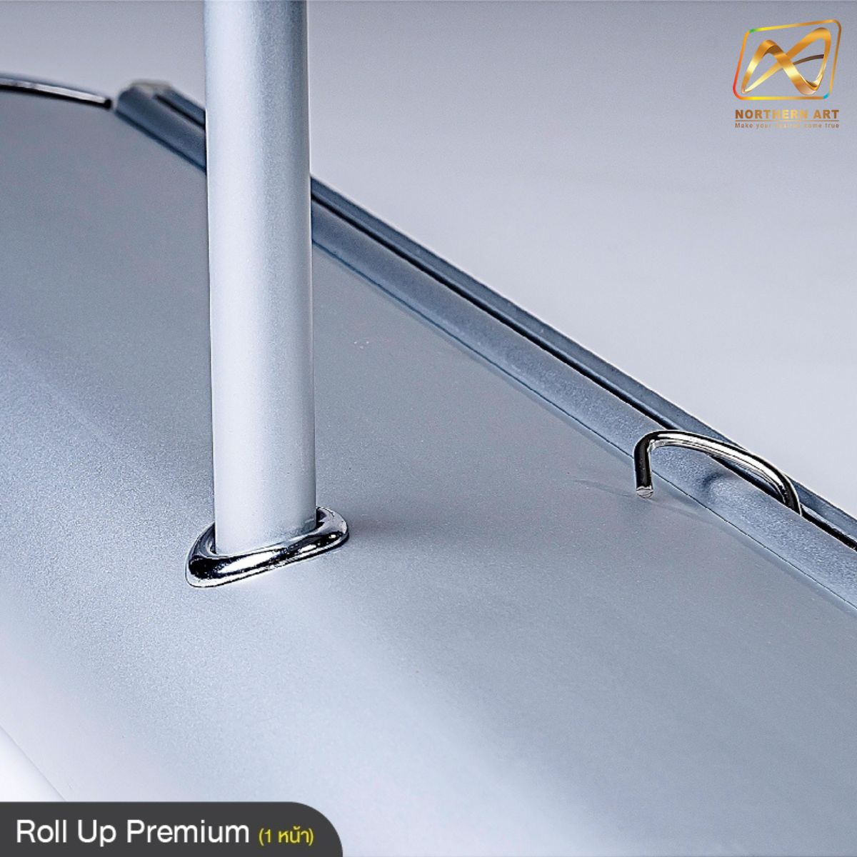 ROLL UP PREMIUM โรลอัพ ขนาด 80x200 ซม. รุ่นพรีเมี่ยม (หยดน้ำ) 1 หน้า วัสดุอะลูมิเนียมอย่างดี ม้วนเก็บได้ง่าย ฐานกว้าง แข็งแรง