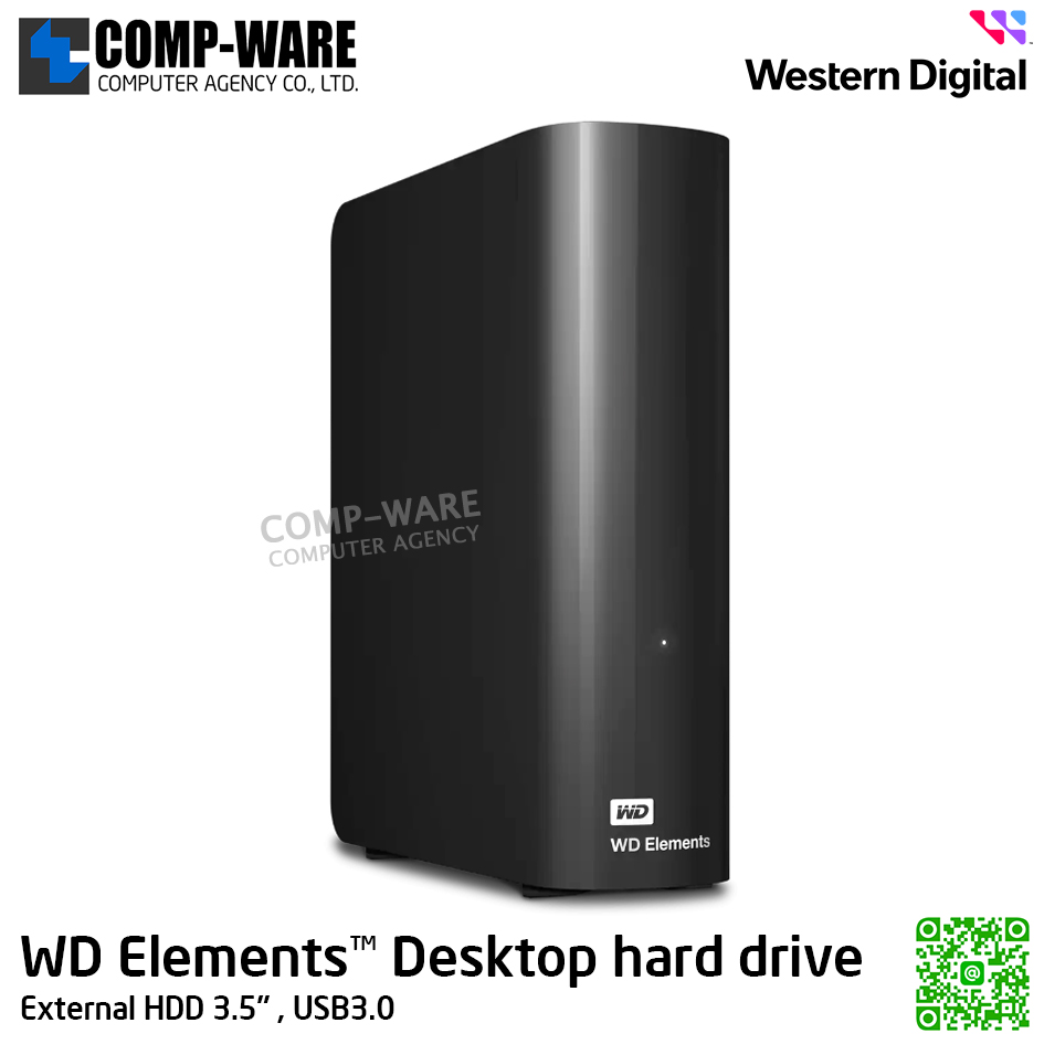 WD Elements Desktop 4TB , External HDD 3.5" , USB3.0 (Black) WDBBKG0040HBK-SESN รับประกัน 3 ปี
