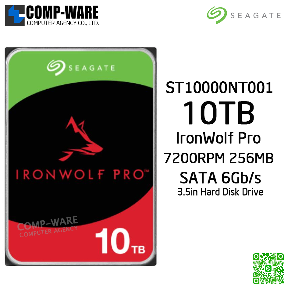Seagate 10TB IronWolf Pro 7200RPM SATA 6Gb/s 256MB Cache 3.5-Inch NAS Hard Disk Drive ST10000NT001 - 5Y Warranty