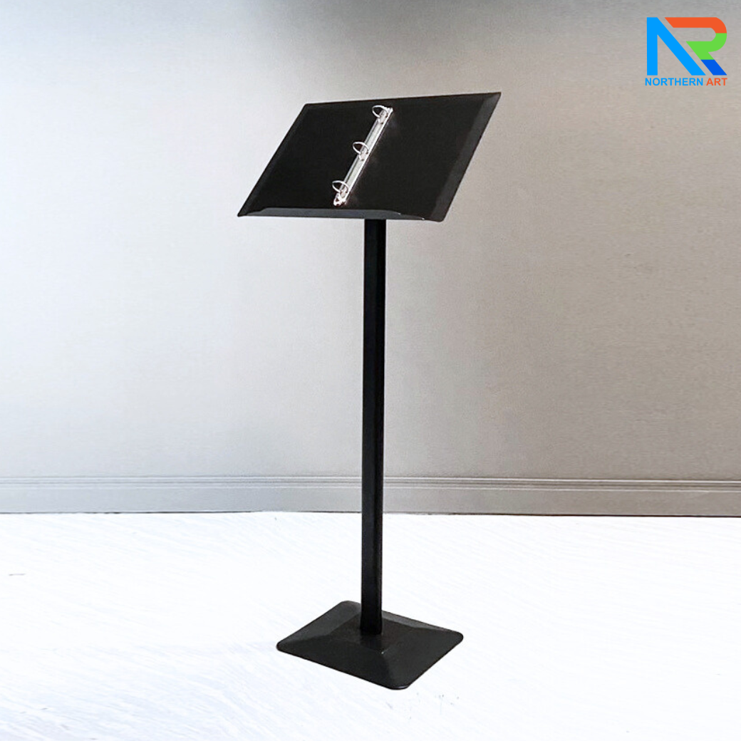 เมนูสแตนด์ สีดำ ขนาด A3 วัสดุเหล็กพ่นอบสีอุตสาหกรรม ถอดประกอบได้ พร้อมห่วงใส่เอกสาร ถอดออกได้