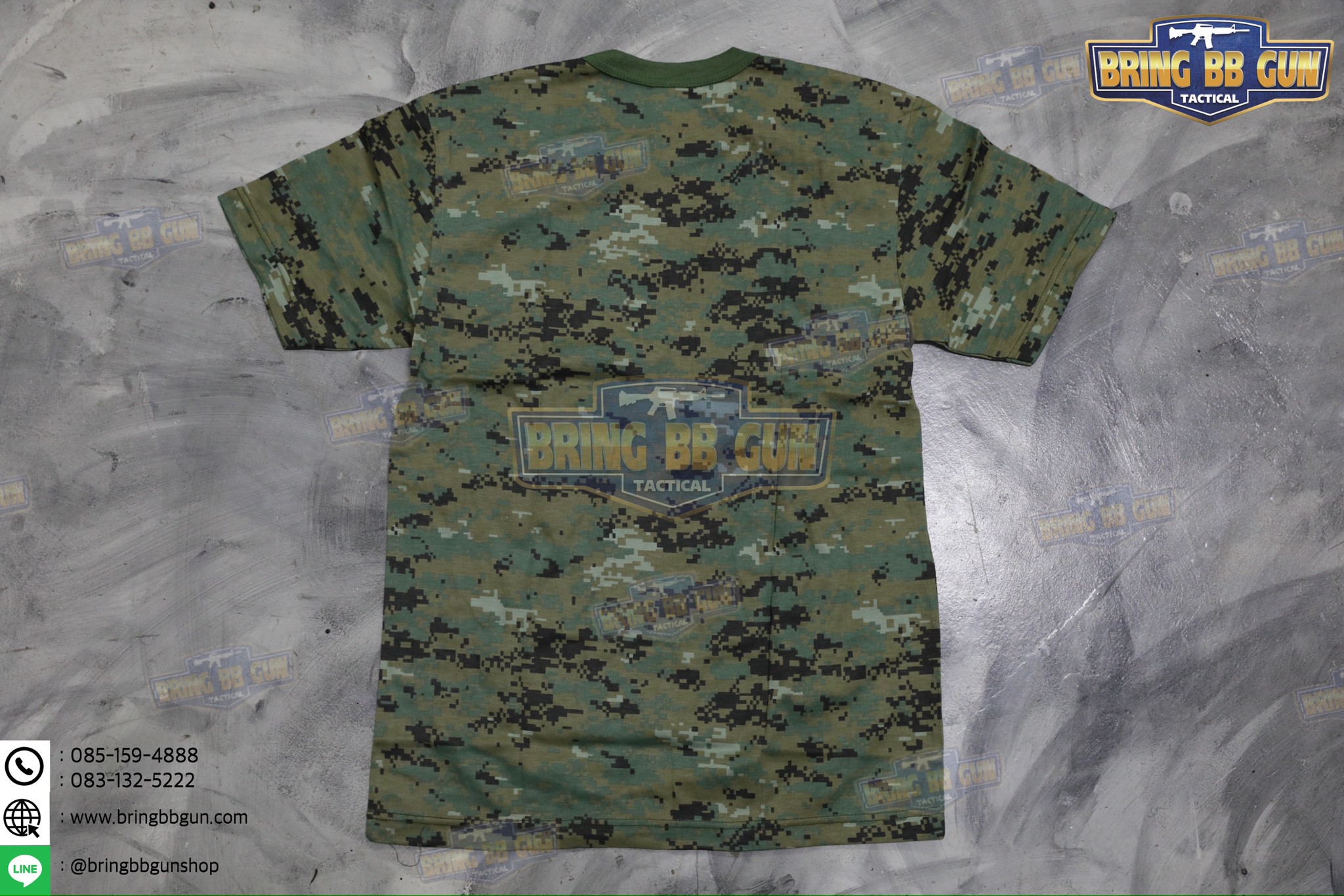 เสื้อยืดคอกลมลายพราง พิมพ์ลาย3D ผ้า TC