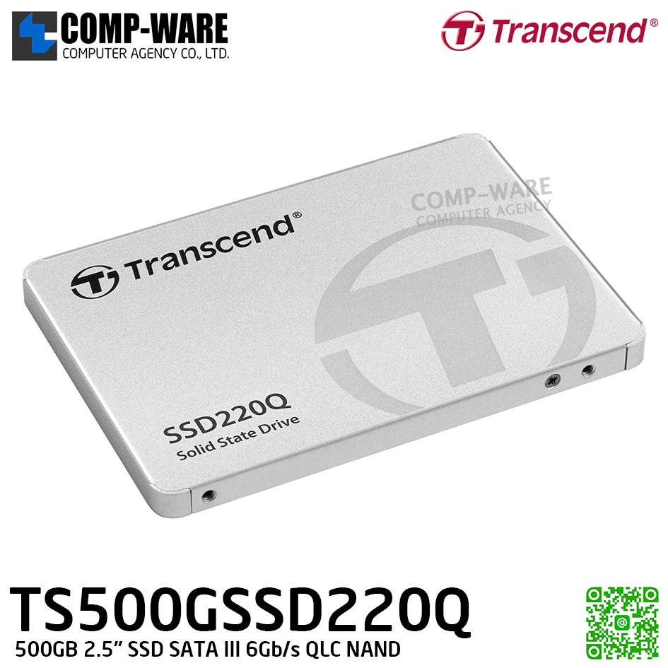 Transcend SSD220Q 500GB 2.5" SSD SATA III 6Gb/s QLC NAND - TS500GSSD220Q - 3Y Warranty