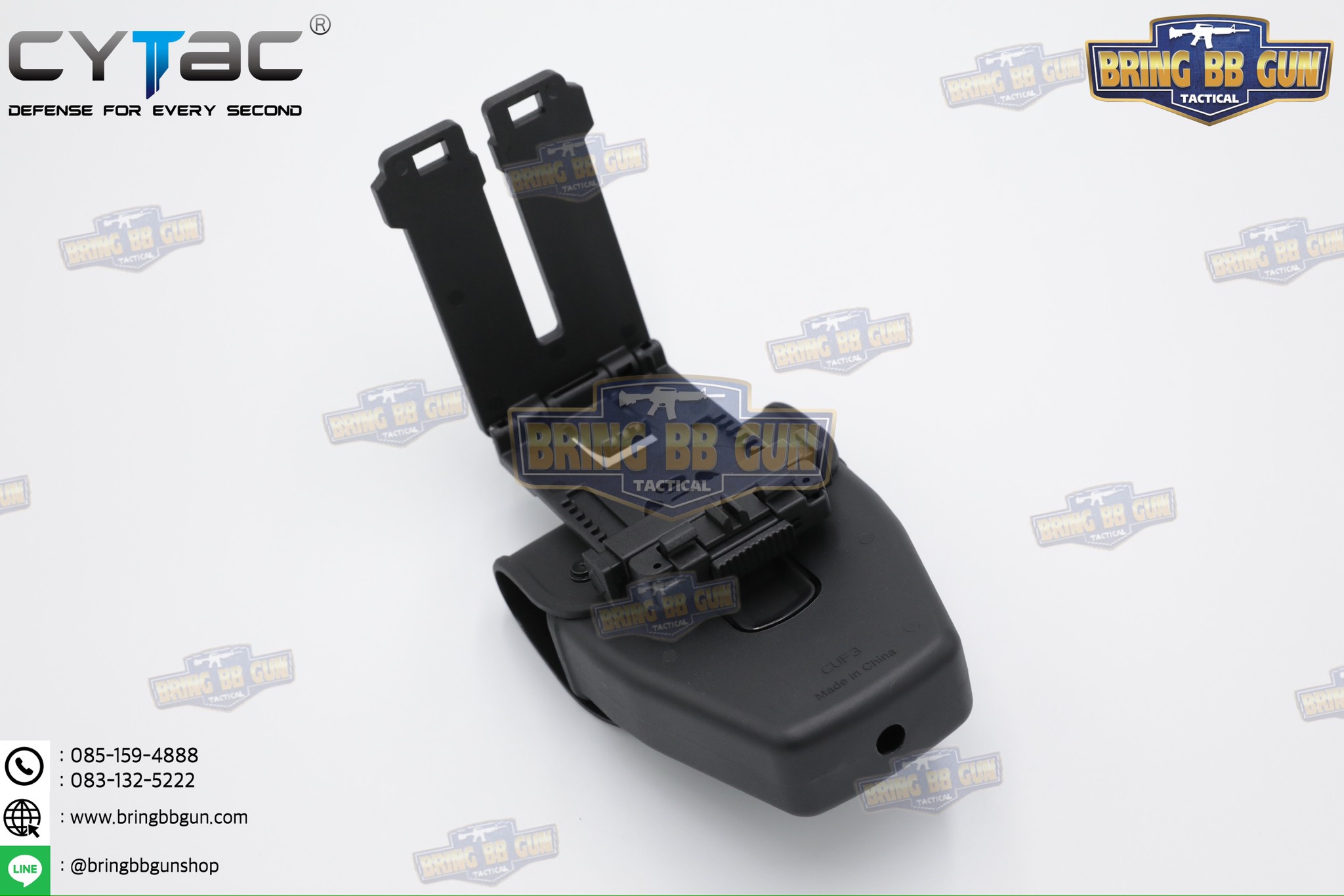 ซองกุญแจมือ รุ่นบานพับ (มีฝาปิด เพลทร้อยเข็มขัด) ยี่ห้อ Cytac (Handcuff Pouch with Lid) + กูญแจมือบานพับ