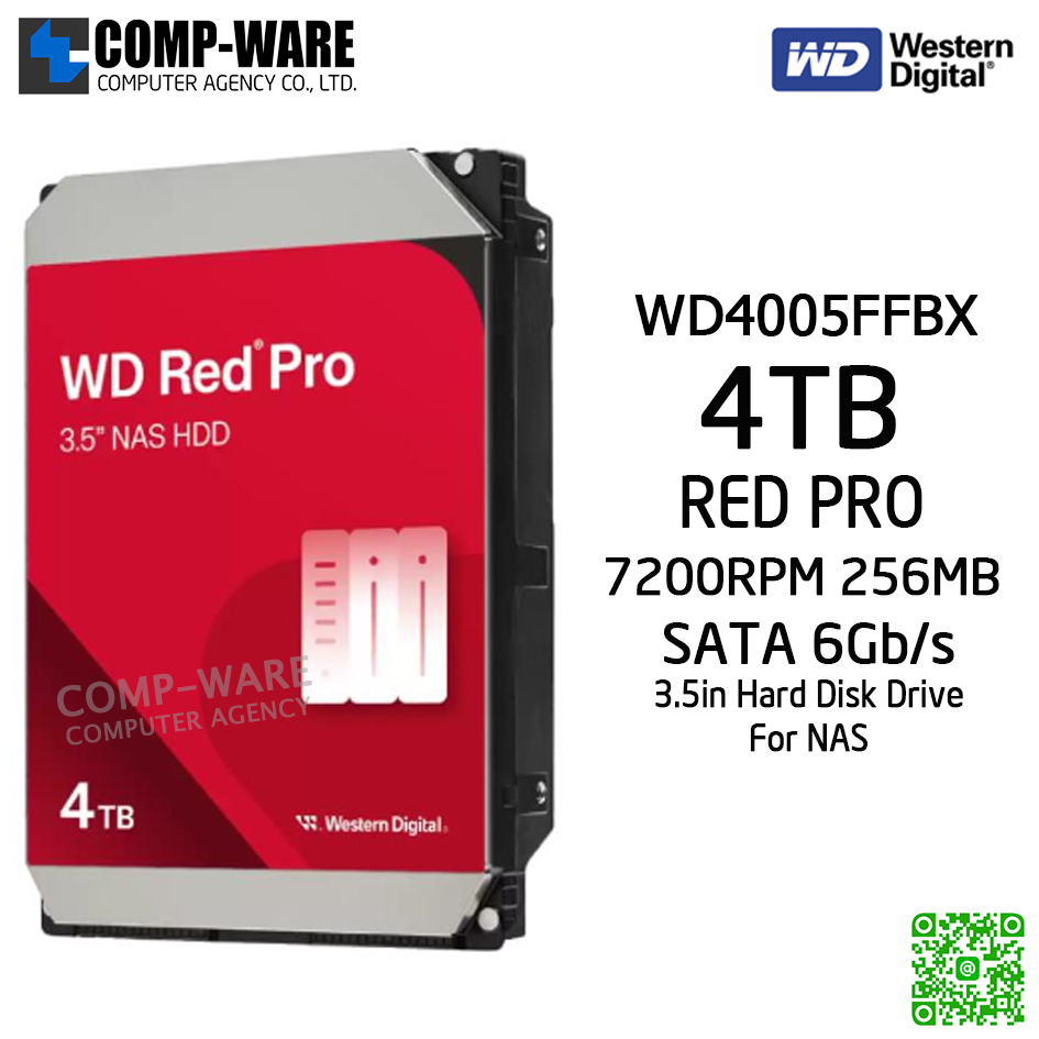 WD Red PRO 4TB NAS Hard Disk Drive - 7200RPM SATA 6Gb/s 256MB Cache 3.5Inch - WD4005FFBX
