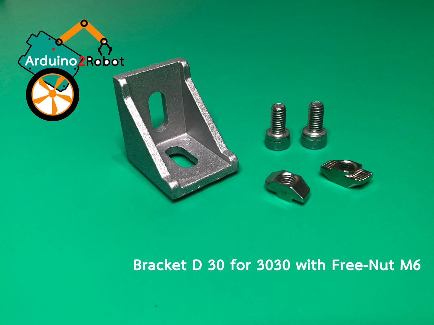 Bracket D 30 สำหรับอลูมิเนียมโปรไฟล์ 3030 พร้อมชุดน็อตยืด Free-Nut M6