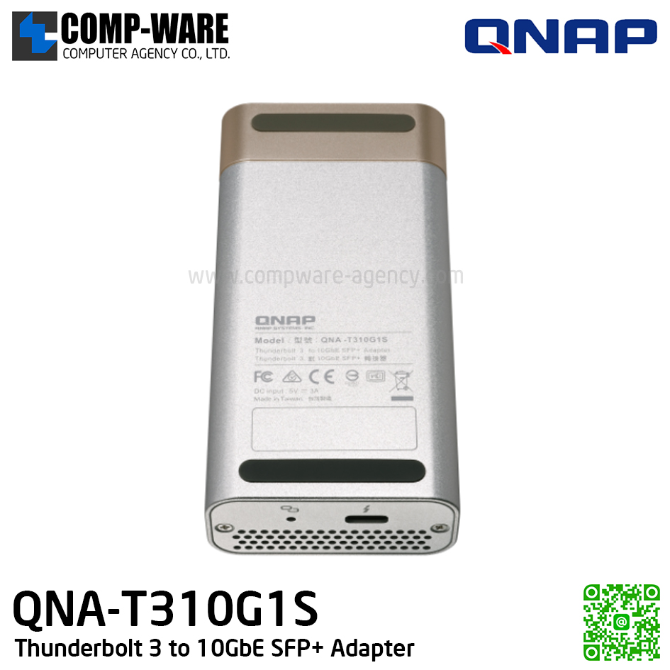 QNAP QNA-T310G1S Thunderbolt 3 to 10GbE Adapter , Connect to 10GbE networks over Thunderbolt™ 3 (รับประกัน 2 ปี) 10GbE SFP+ connector