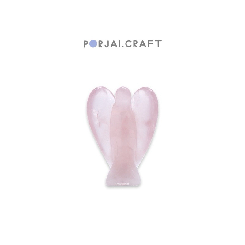 Rose Quartz Angel Carving โรสควอตซ์แกะสลักนางฟ้า 39mm